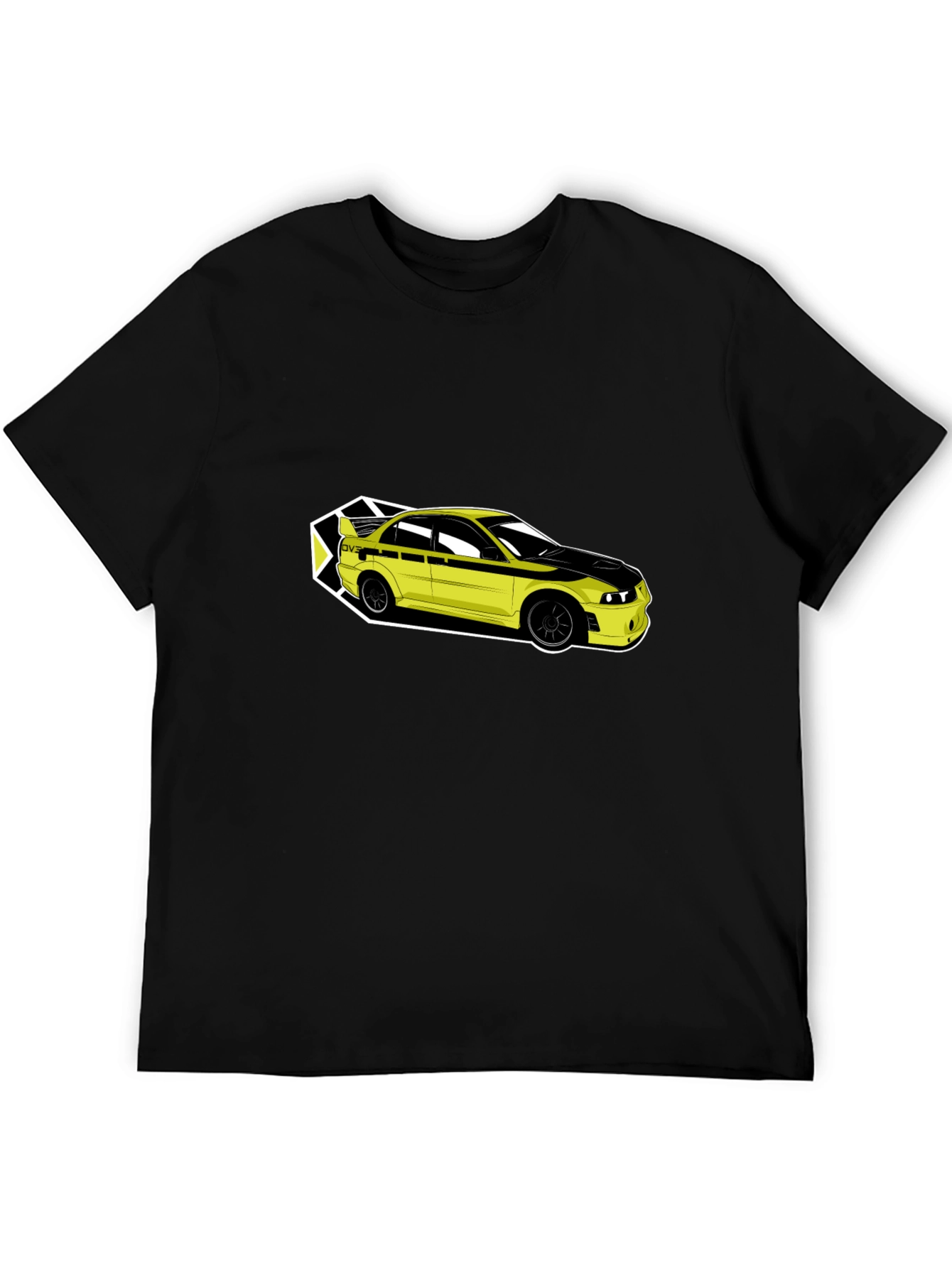 Yellow Car Graphic Tee - Mens Black T-Shirt