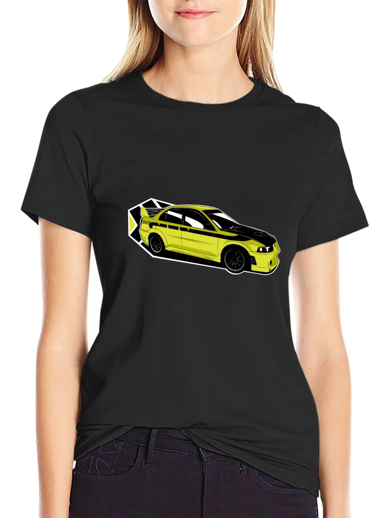 Yellow Car Graphic Tee - Mens Black T-Shirt