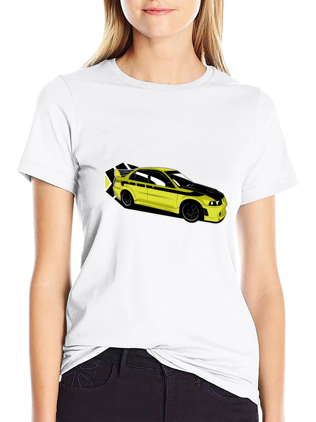 Yellow Car Graphic Tee - Mens Black T-Shirt