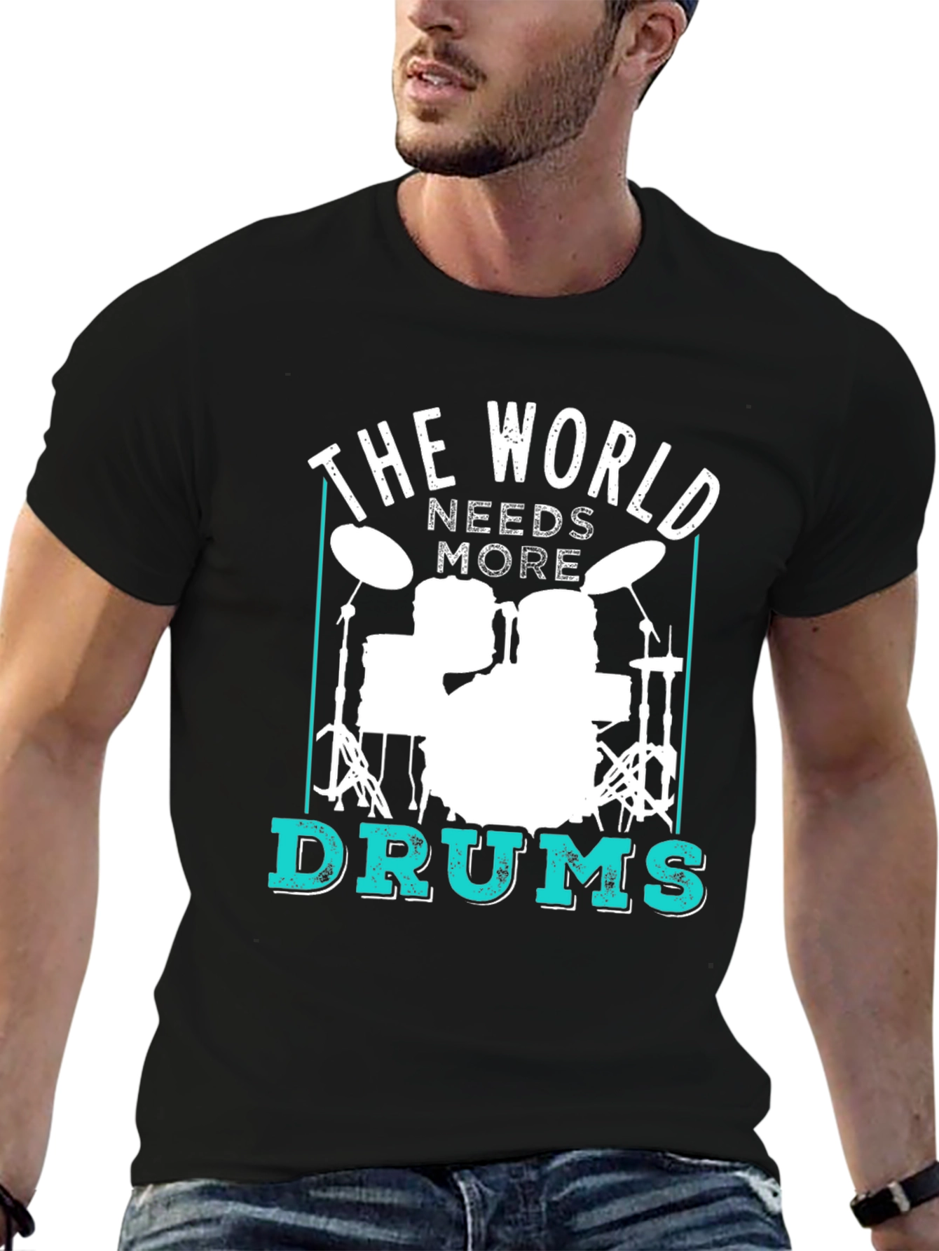 The World Needs More Drums Black T-Shirt