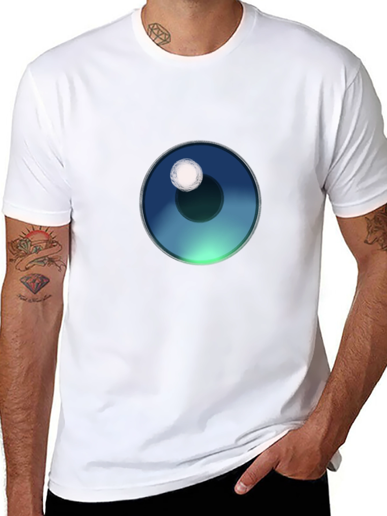 Mens Black T-Shirt with Eye Graphic