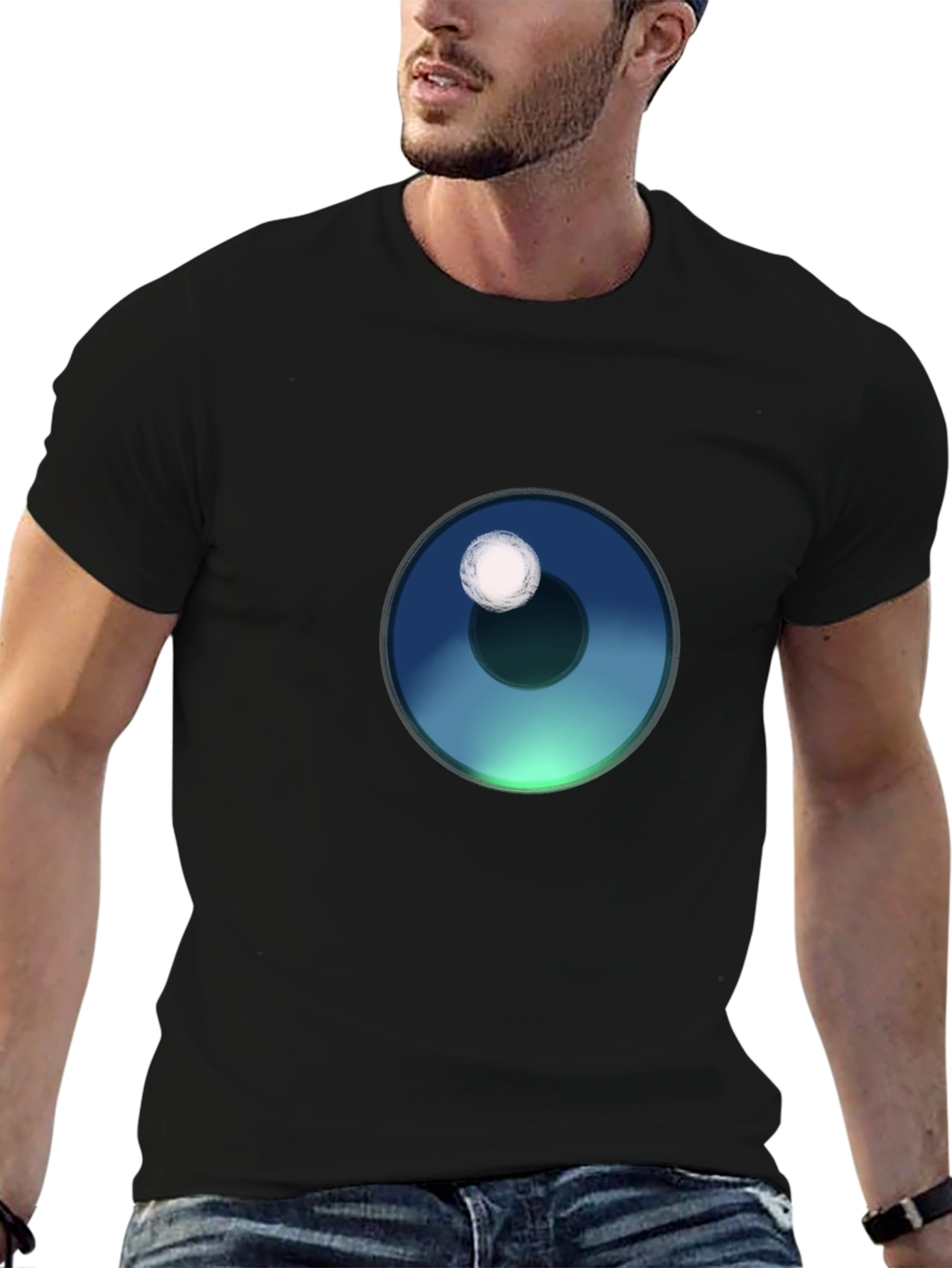 Mens Black T-Shirt with Eye Graphic