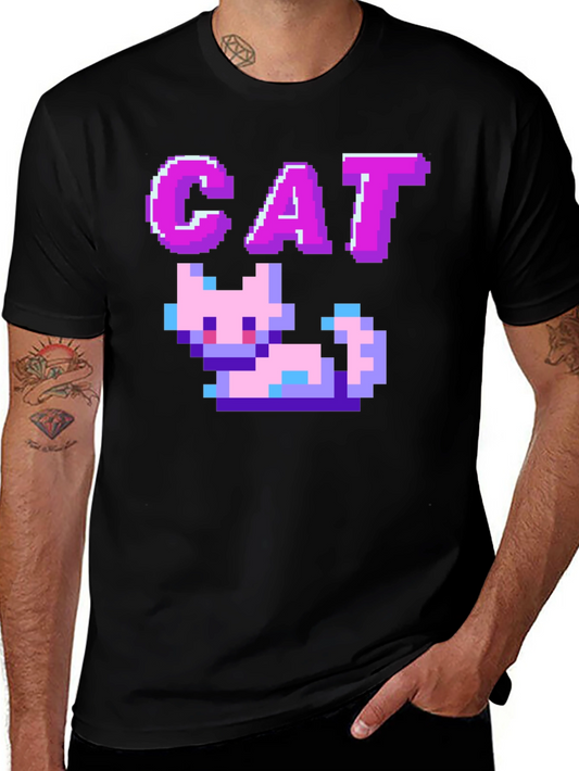 Pixel Cat Black T-Shirt