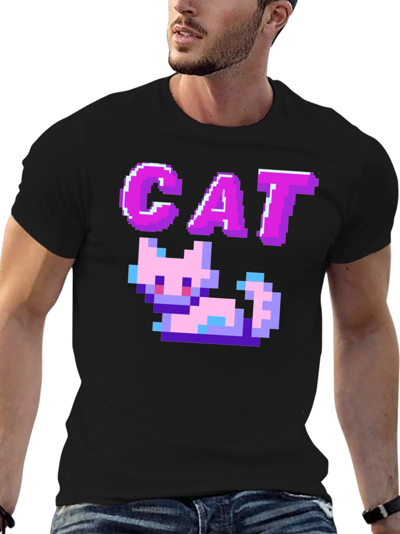 Pixel Cat Black T-Shirt