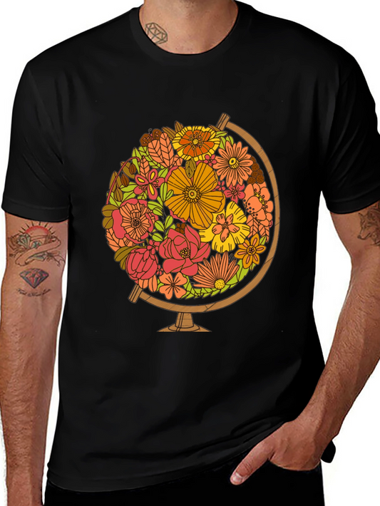 Floral Globe Graphic Tee - Earth Day T-Shirt
