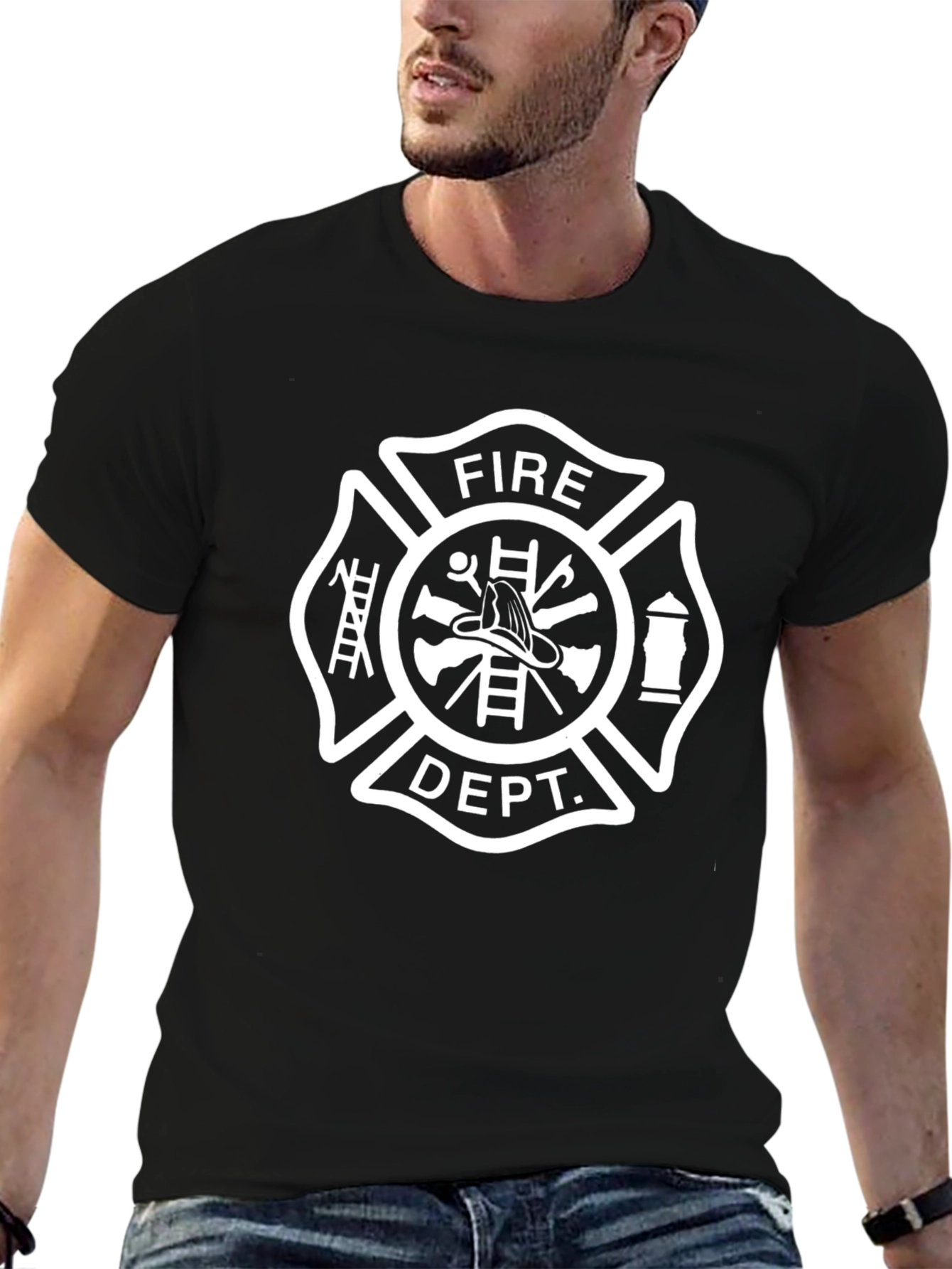 Fire Dept. Maltese Cross Black T-Shirt