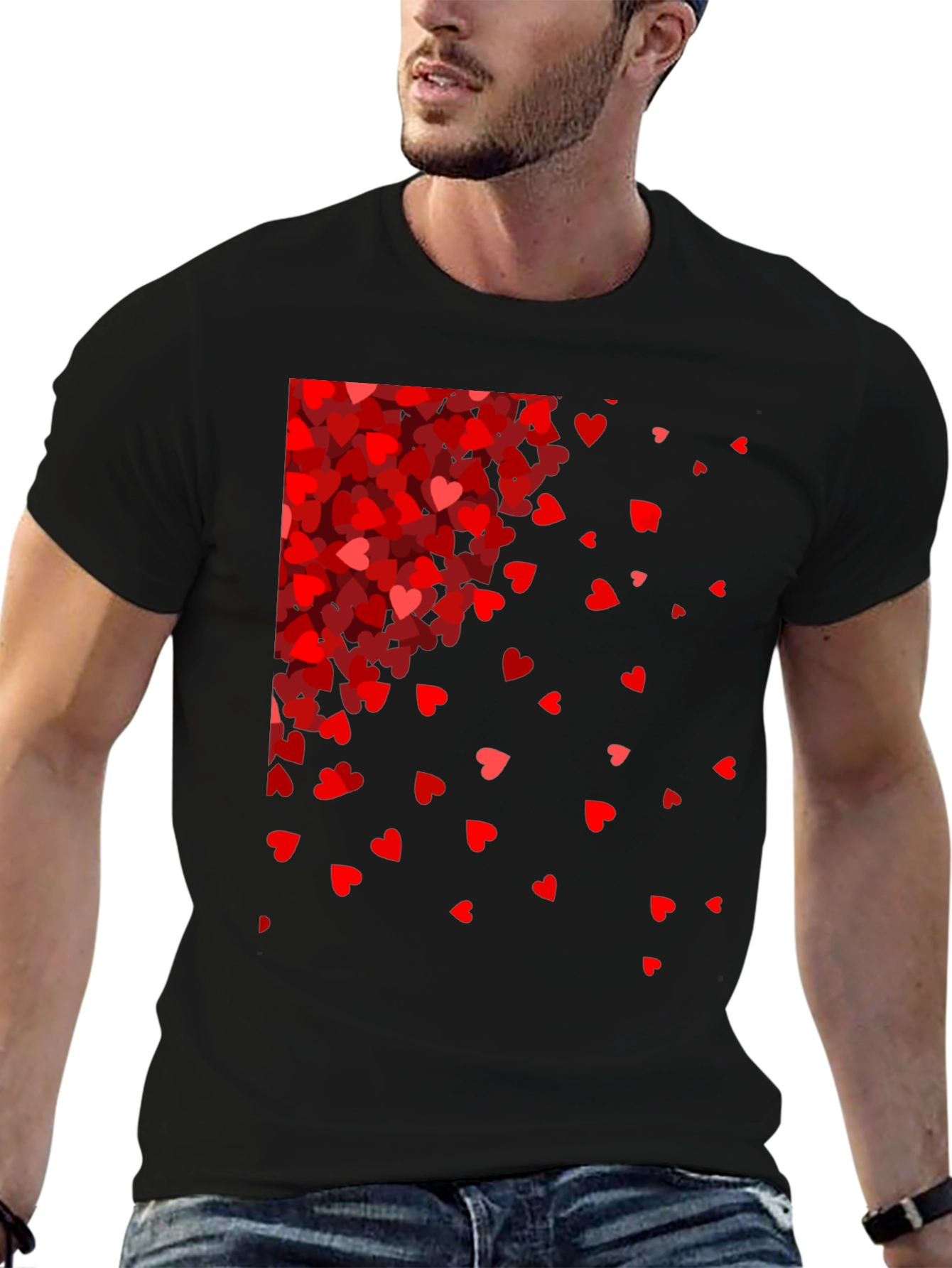 Red Hearts Cascade Black Tee
