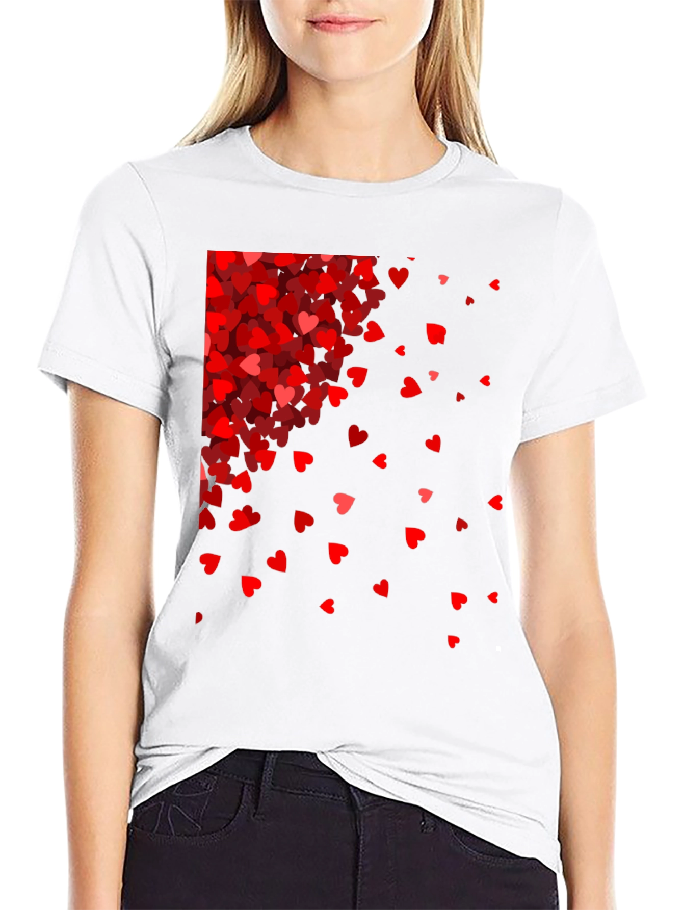 Red Hearts Cascade Black Tee