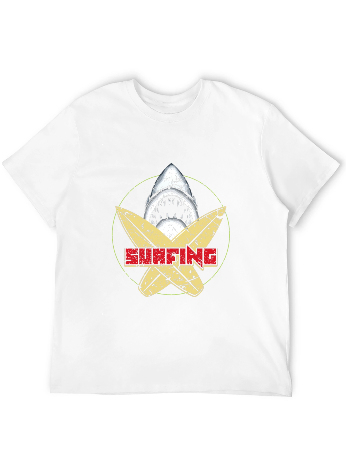 Surfing Shark Graphic Tee - Black Cotton