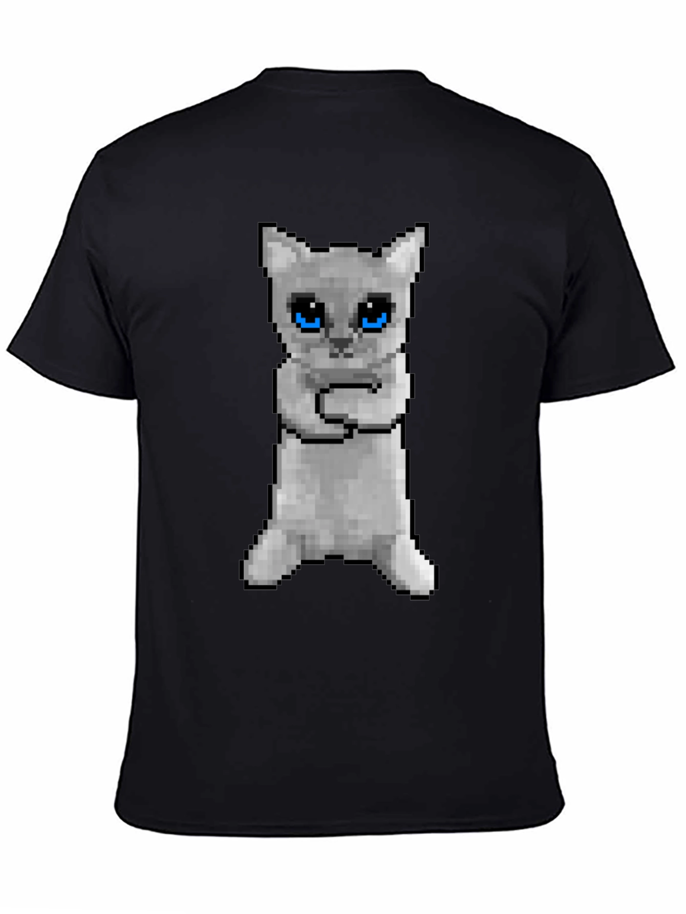 Pixel Cat Black T-Shirt - Novelty Graphic Tee