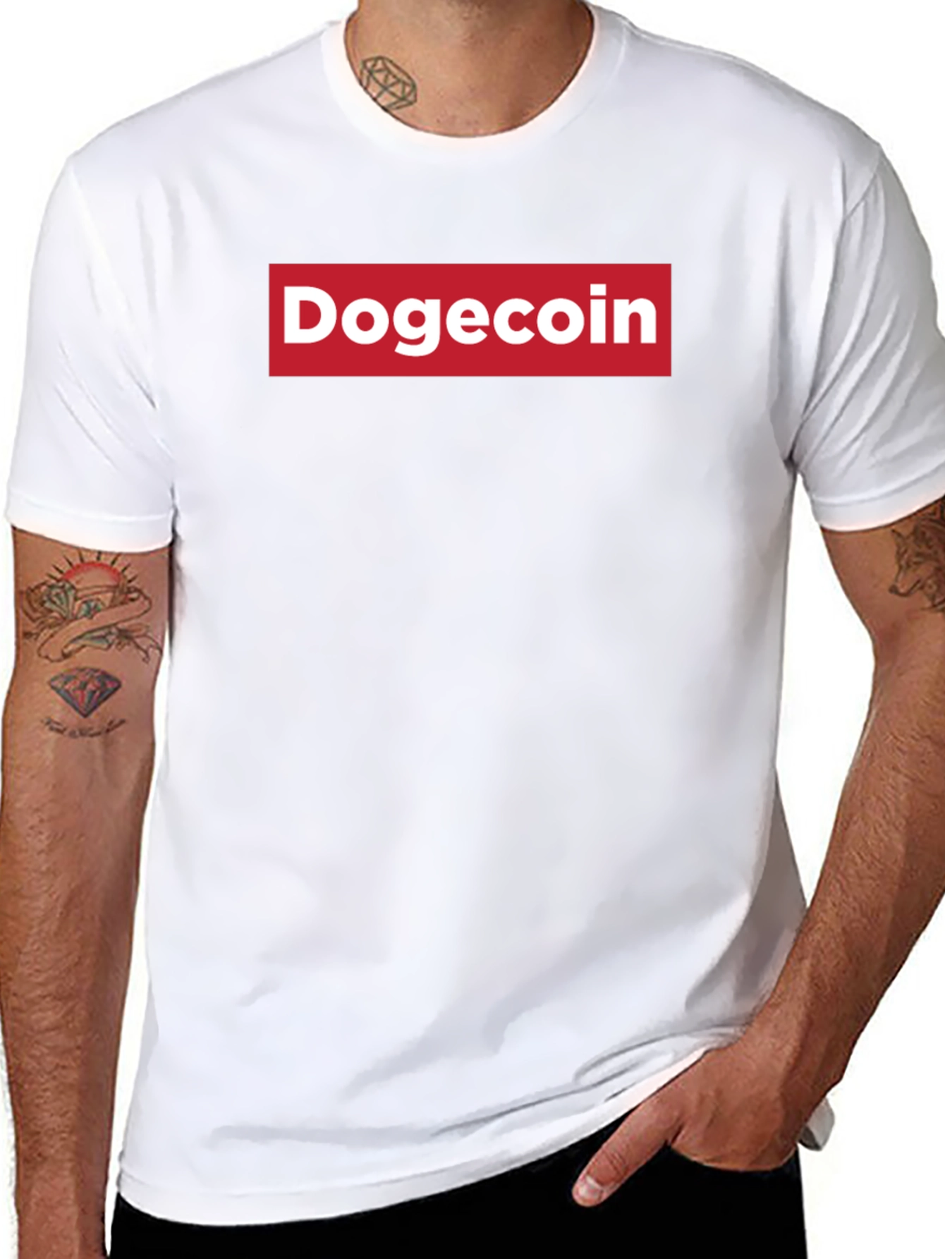 Dogecoin Red Box Logo T-Shirt - Black