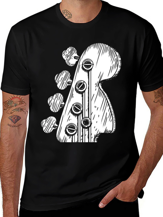 Bass Guitar Headstock T-Shirt - Music Lover Tee