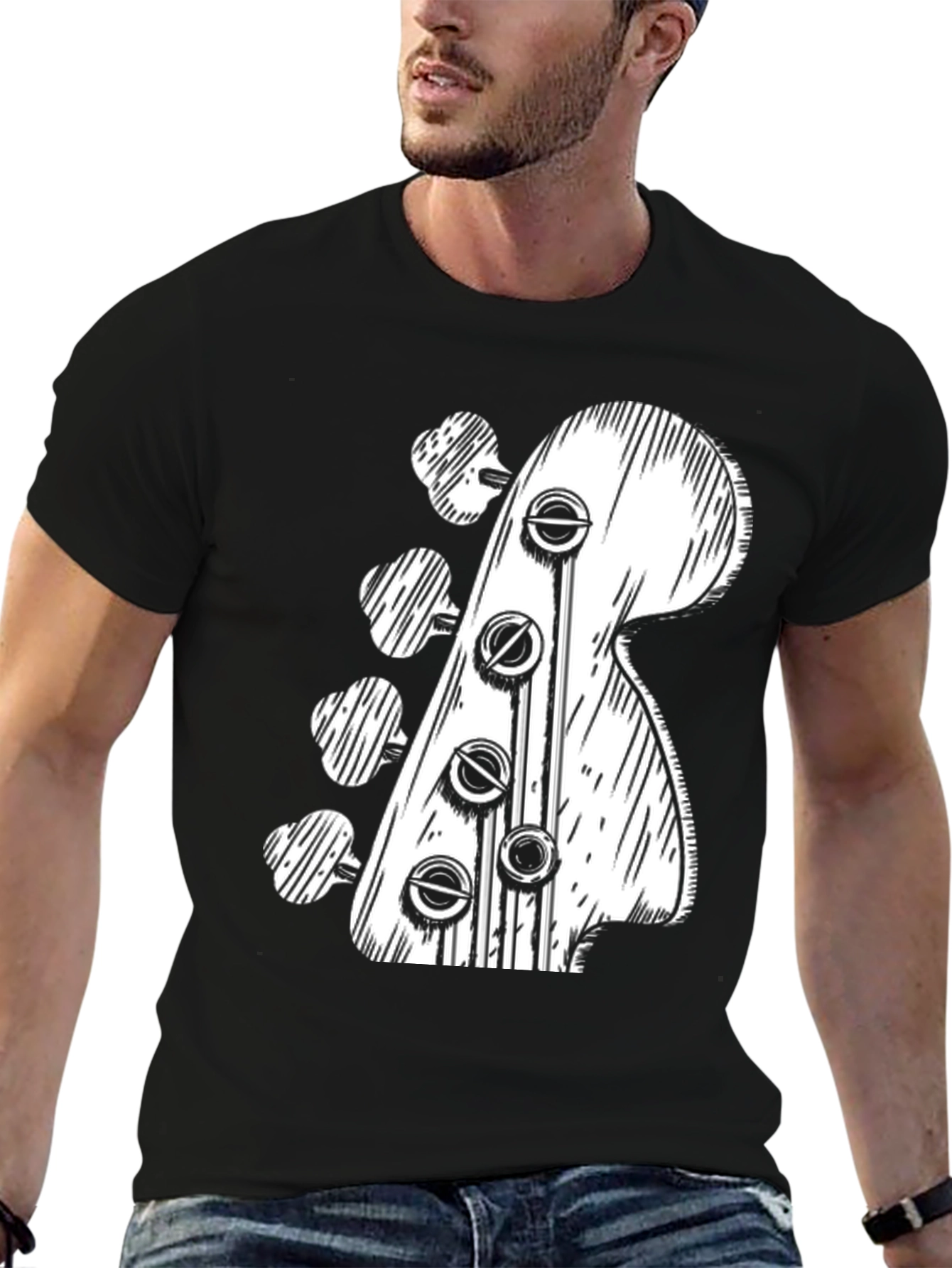Bass Guitar Headstock T-Shirt - Music Lover Tee