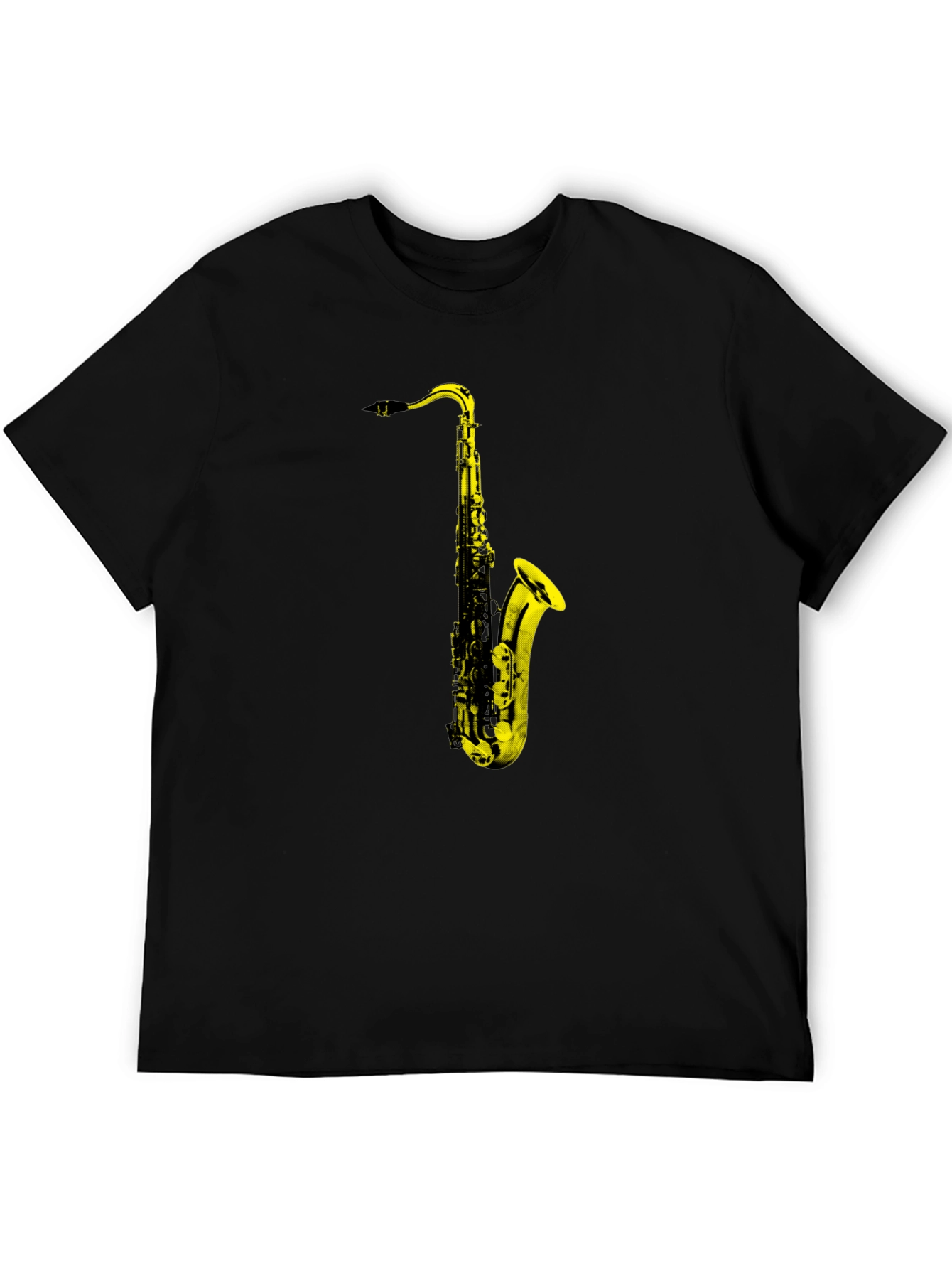 Saxophone Graphic Print T-Shirt - Black
