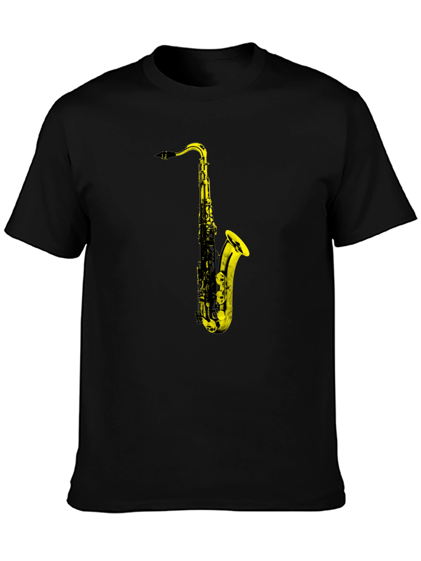 Saxophone Graphic Print T-Shirt - Black