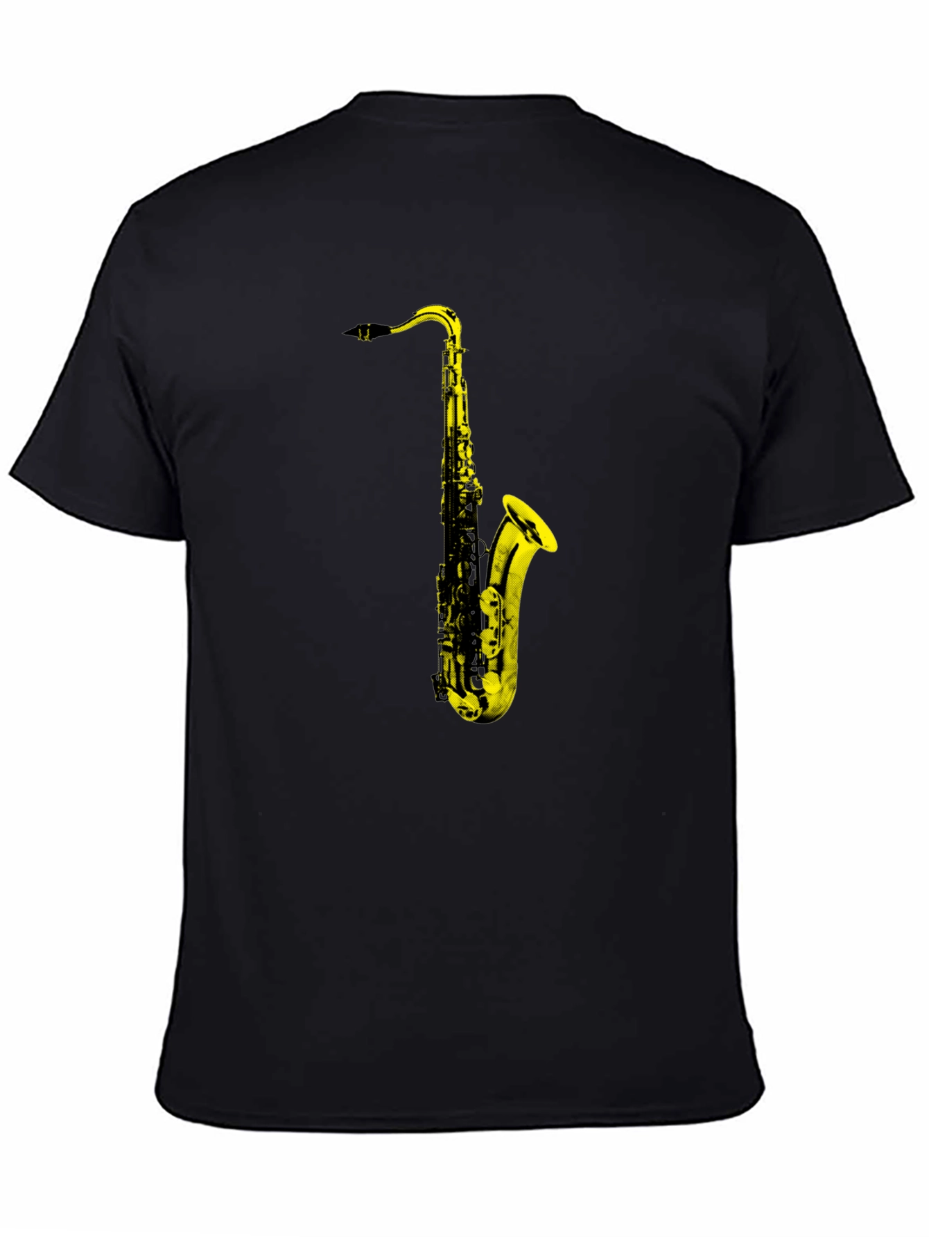 Saxophone Graphic Print T-Shirt - Black