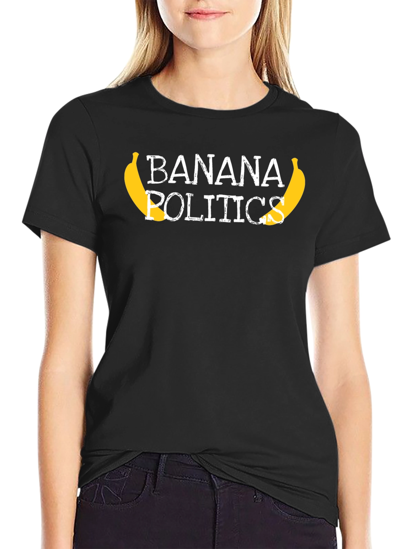 Banana Politics Graphic Tee - Unisex Black T-Shirt