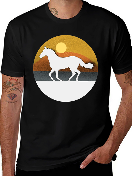 Horse Silhouette Graphic Tee - Sunset Design