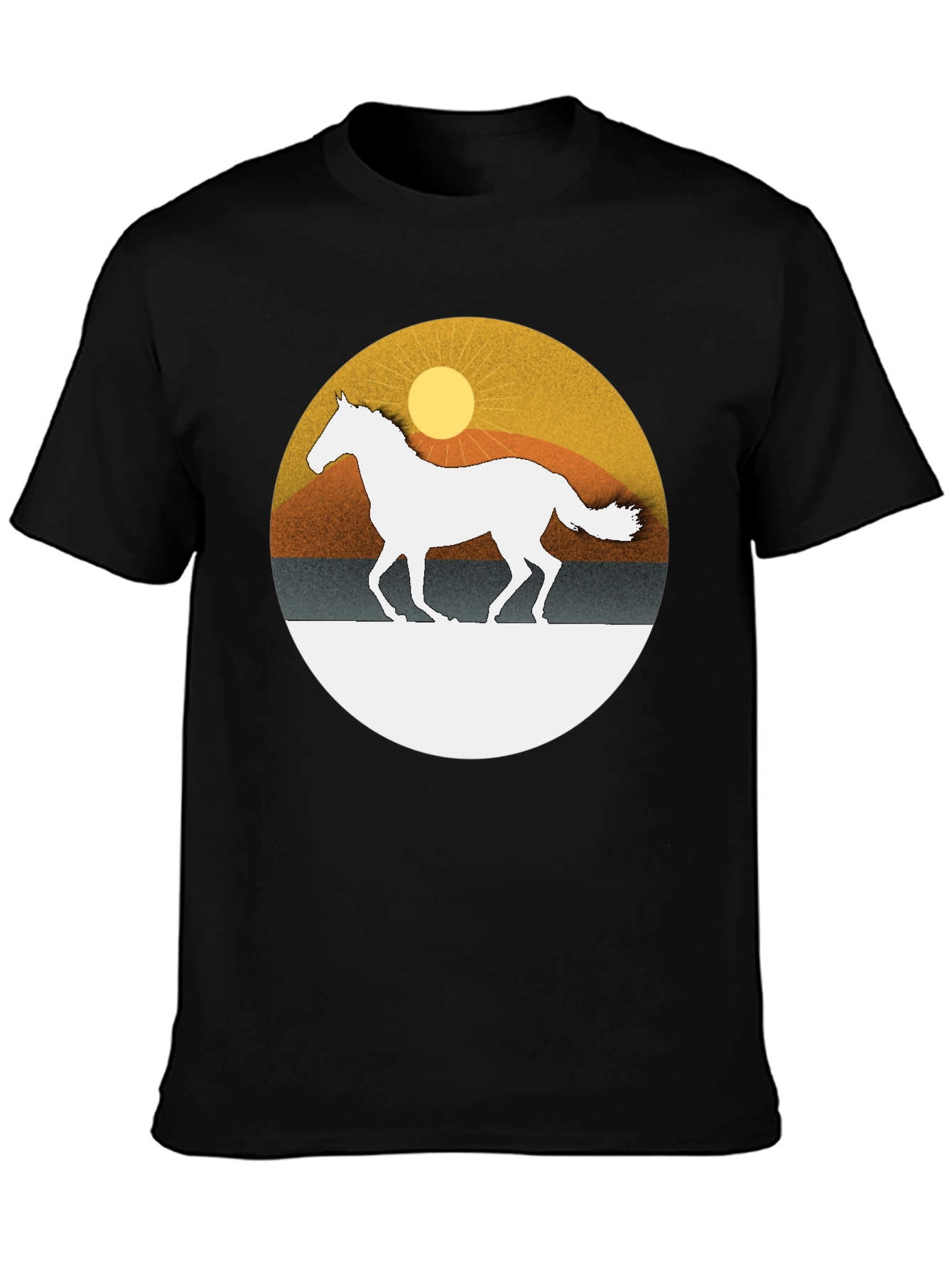 Horse Silhouette Graphic Tee - Sunset Design