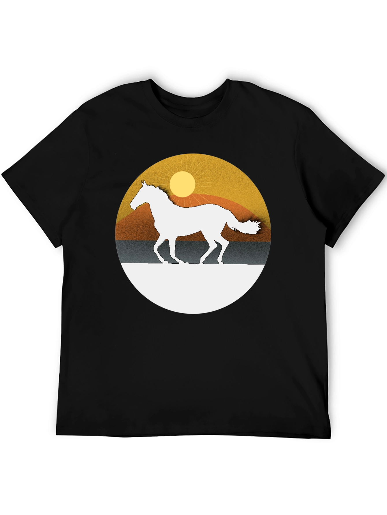 Horse Silhouette Graphic Tee - Sunset Design