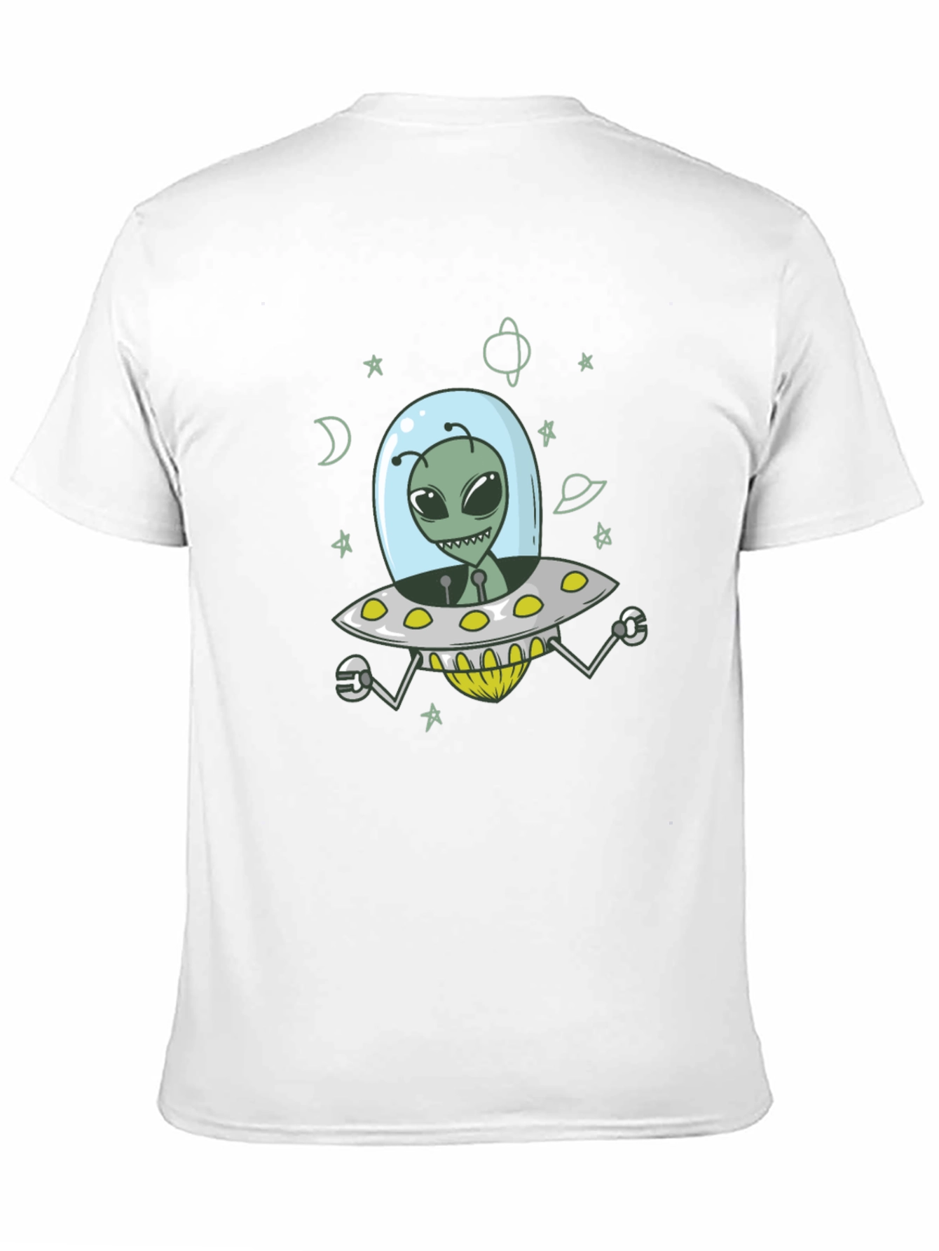 Alien UFO Graphic Tee - Black Cotton T-Shirt
