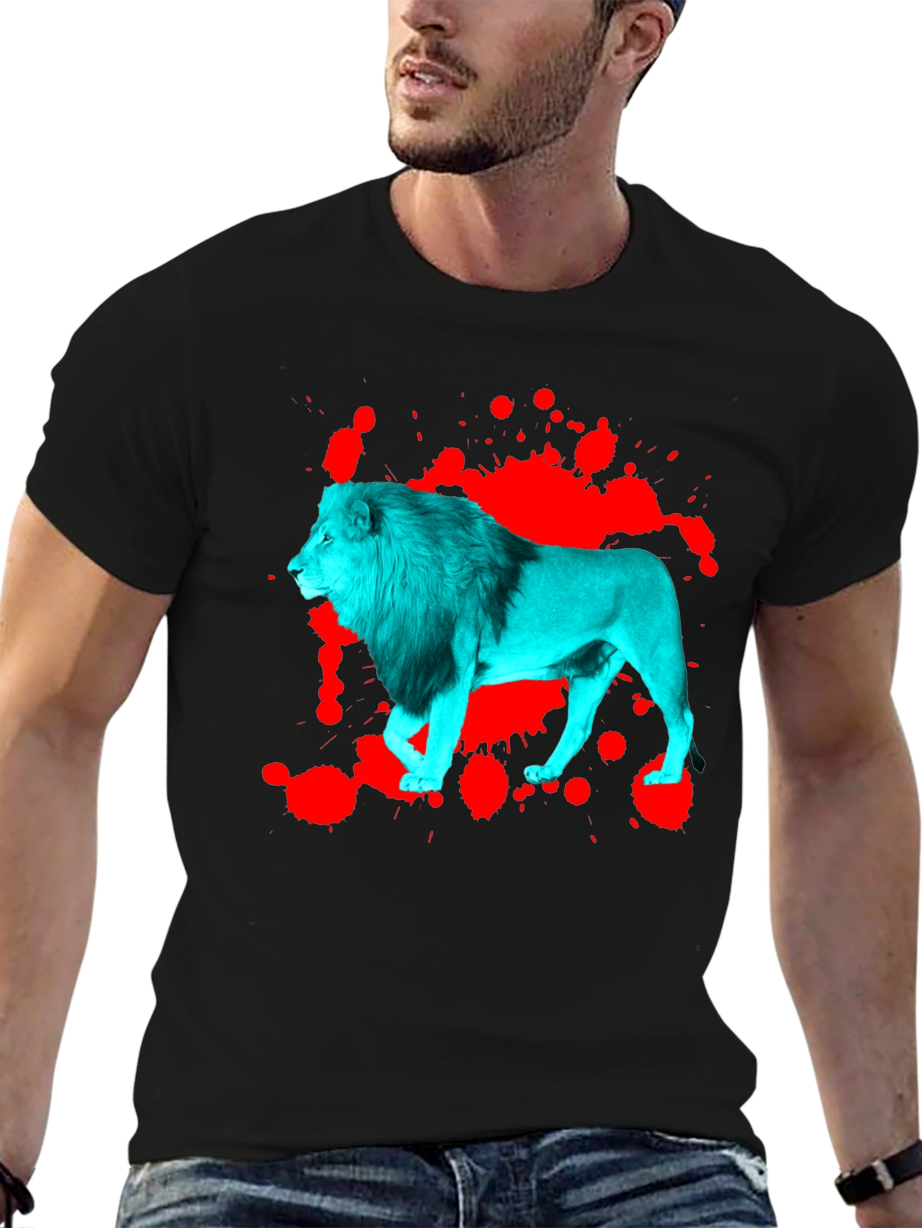 Bold Lion Graphic Tee - Black
