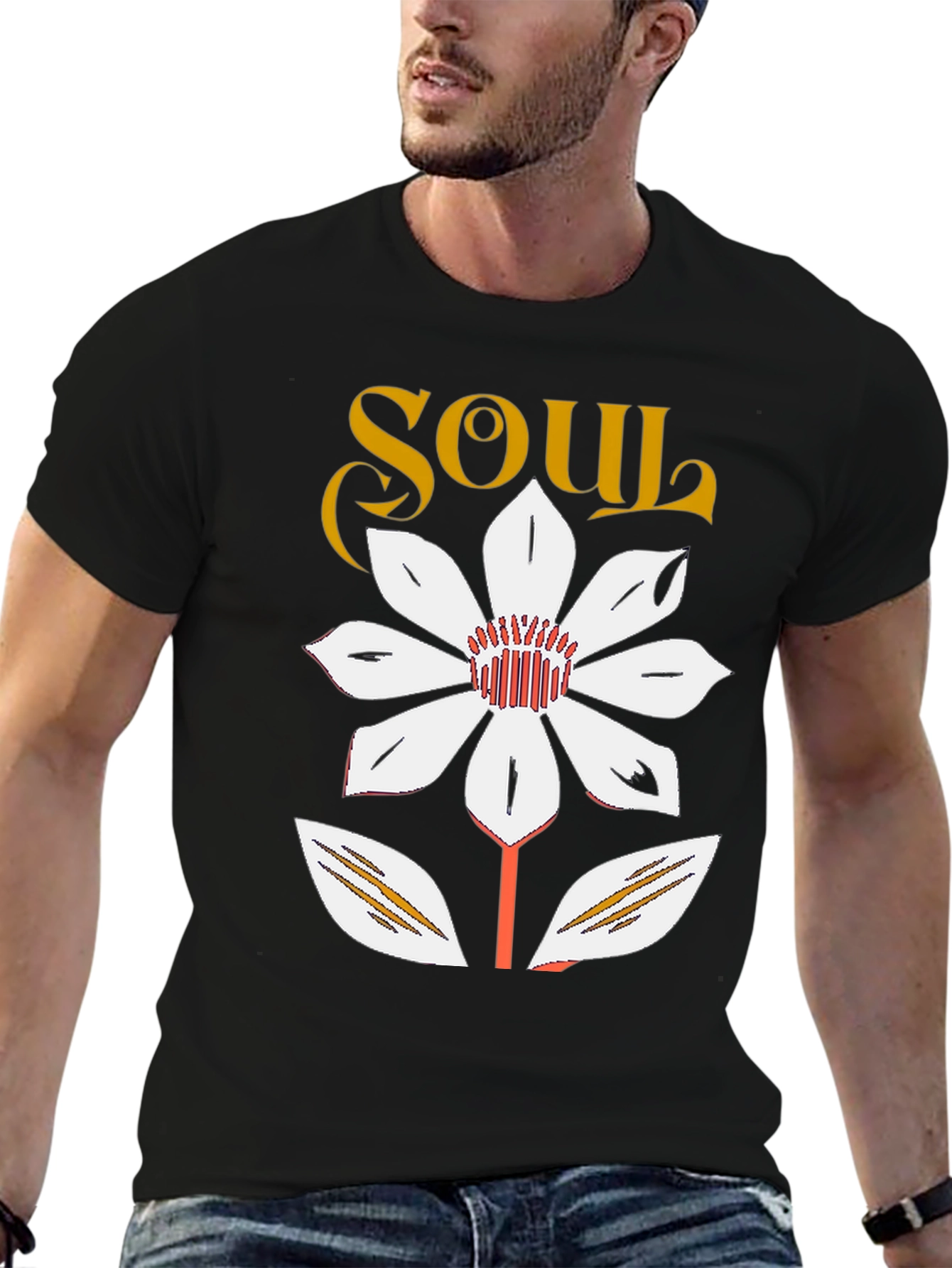 Soul Flower Graphic Tee - Trendy Casual Black T-Shirt