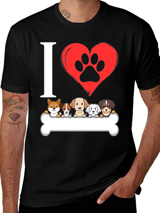 I Love Dogs T-Shirt with Paw Print Heart