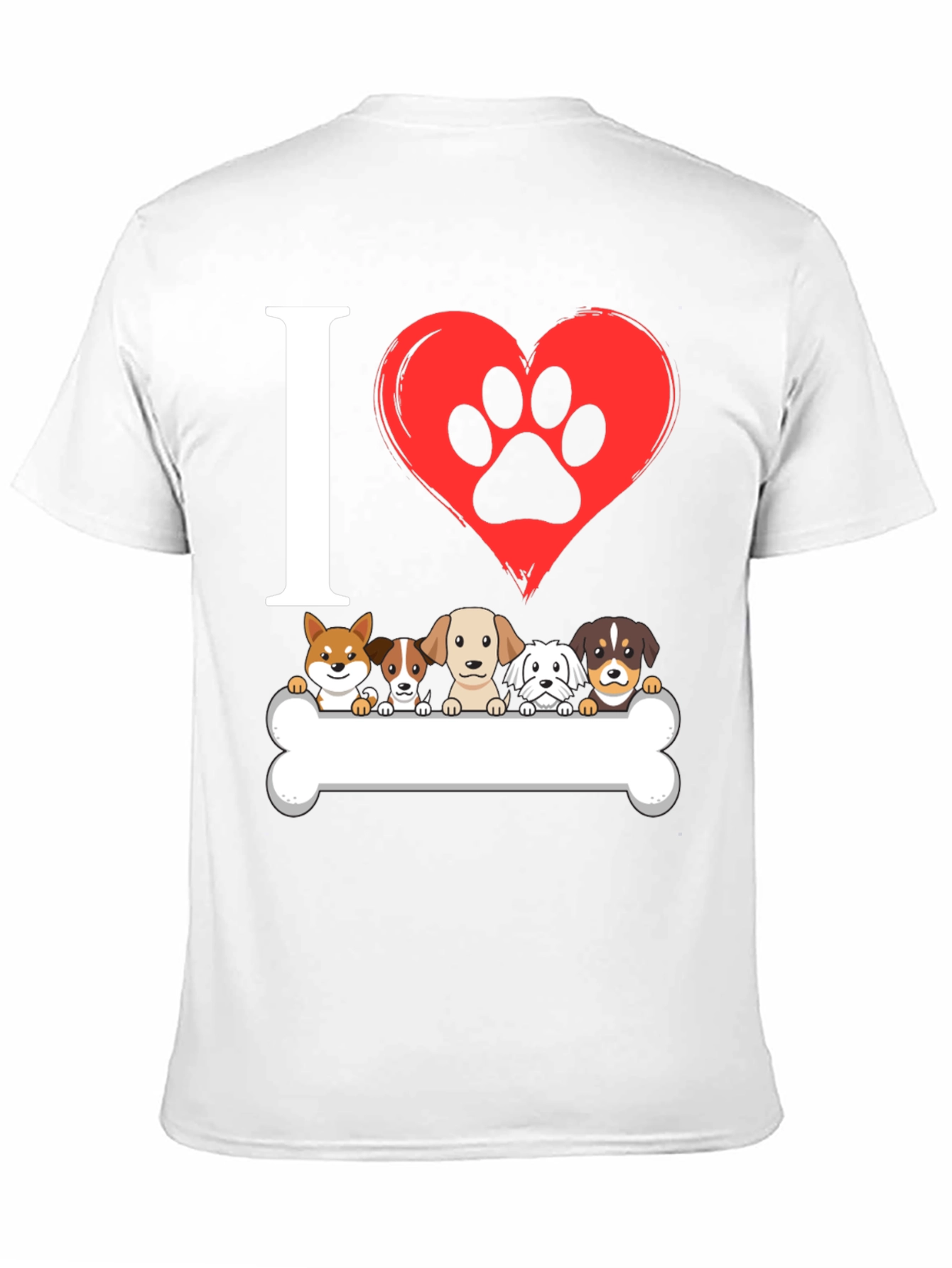 I Love Dogs T-Shirt with Paw Print Heart