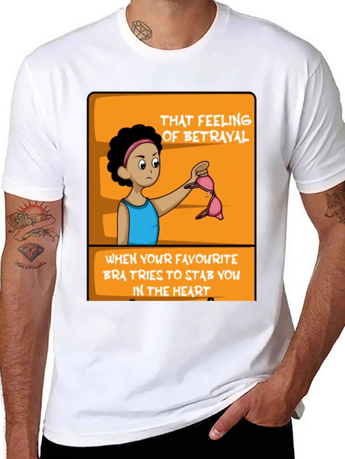 Betrayal Bra Funny Graphic Tee - Black