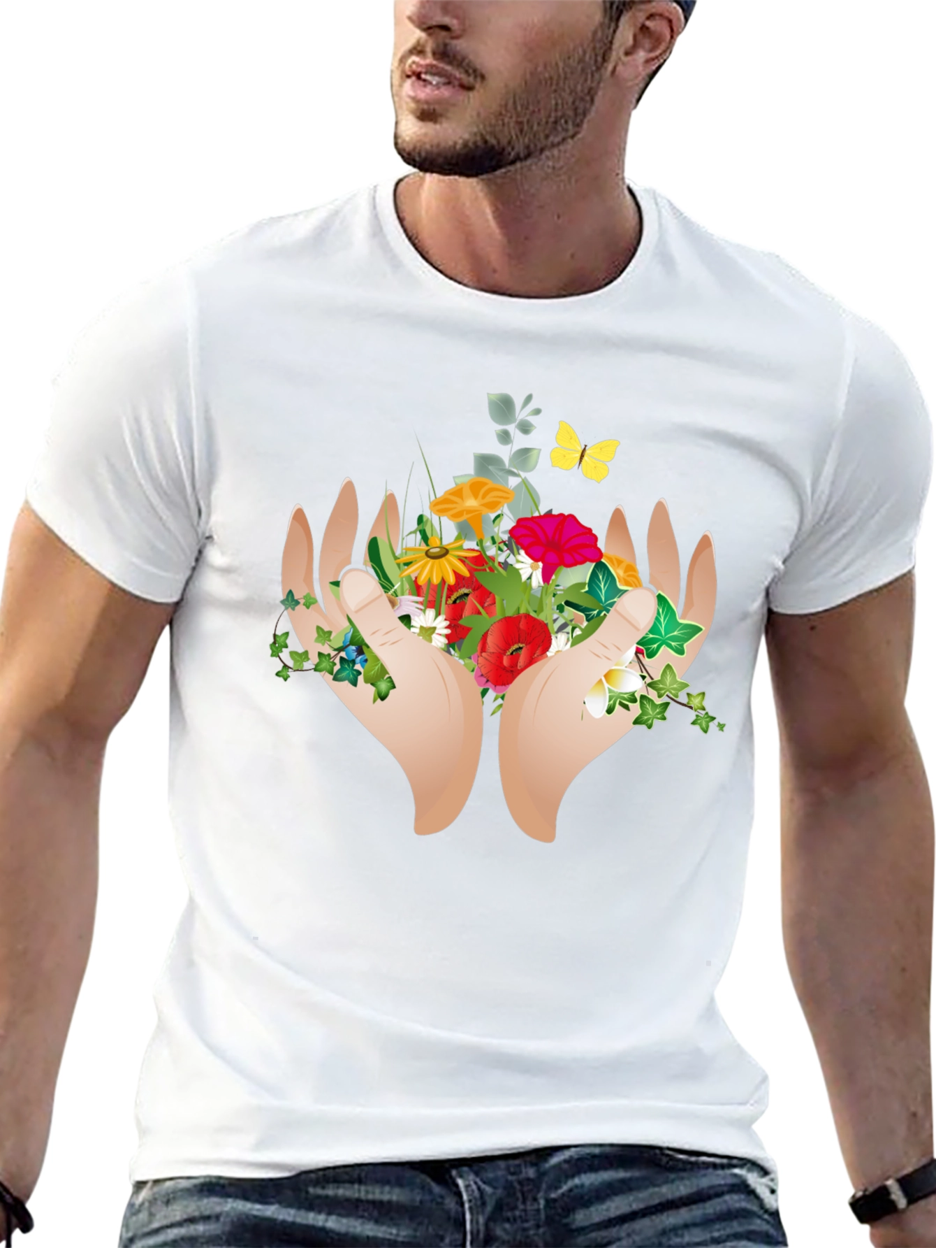 Nature Hands Graphic Tee - Black Casual Shirt