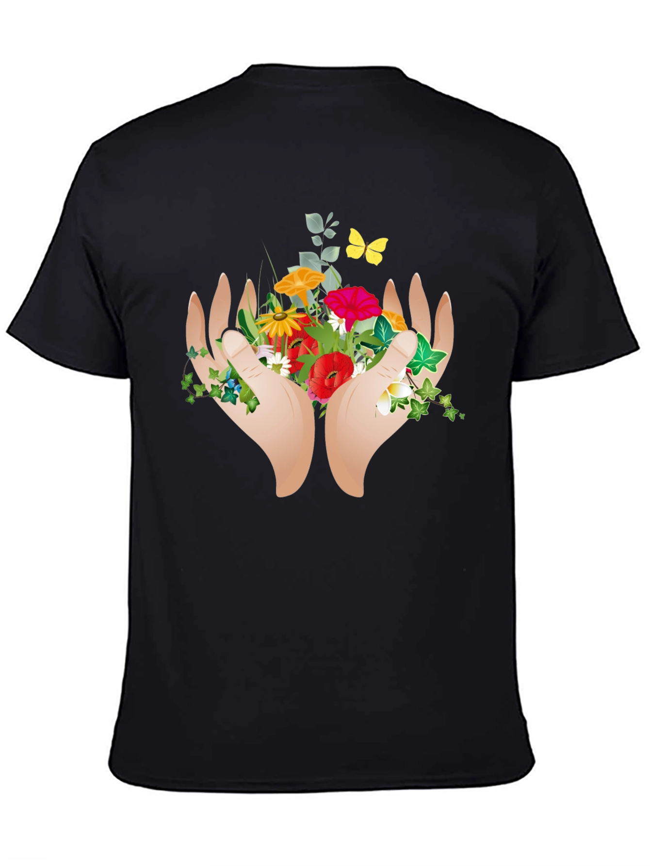 Nature Hands Graphic Tee - Black Casual Shirt