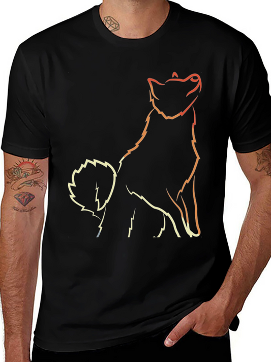 Minimalist Dog Outline Black T-Shirt