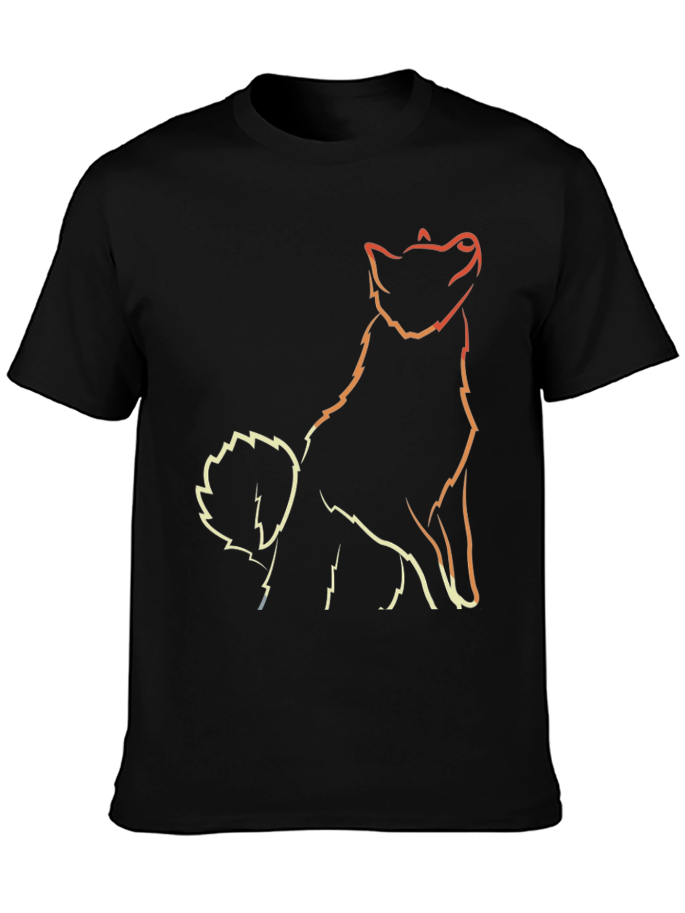 Minimalist Dog Outline Black T-Shirt