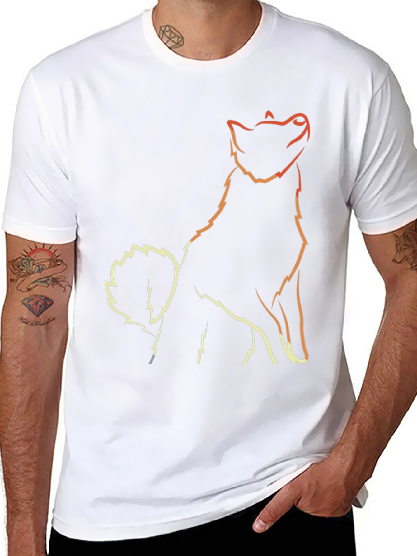 Minimalist Dog Outline Black T-Shirt