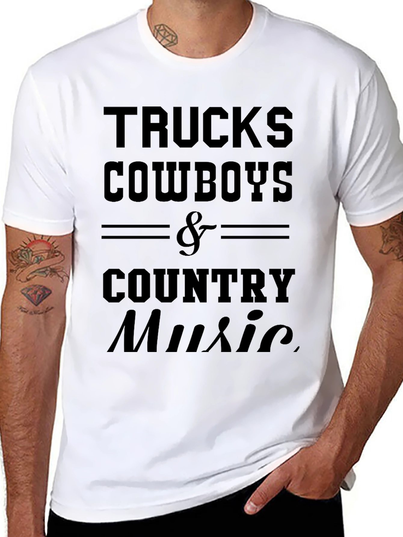 Trucks Cowboys & Country Music Black Graphic T-Shirt