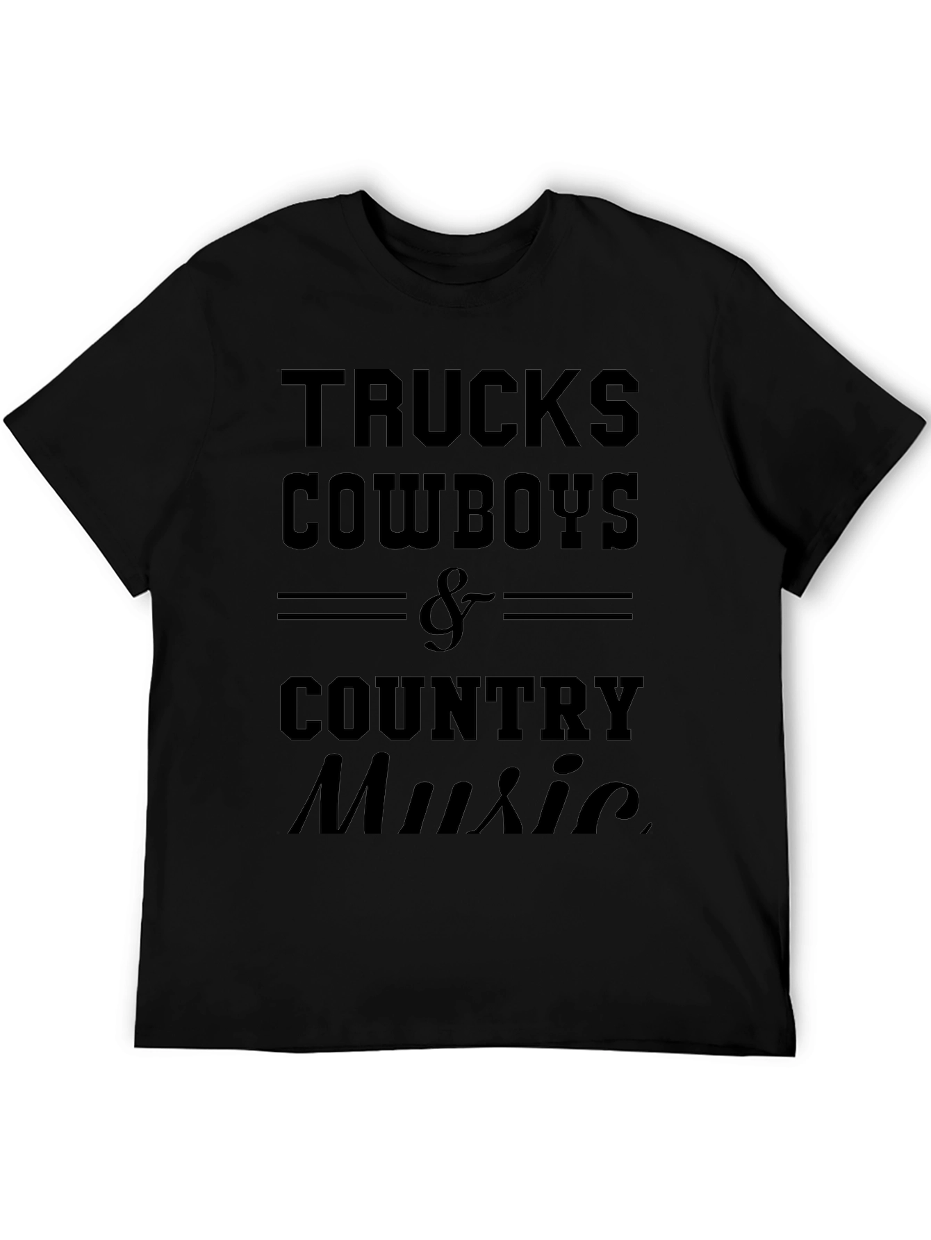 Trucks Cowboys & Country Music Black Graphic T-Shirt