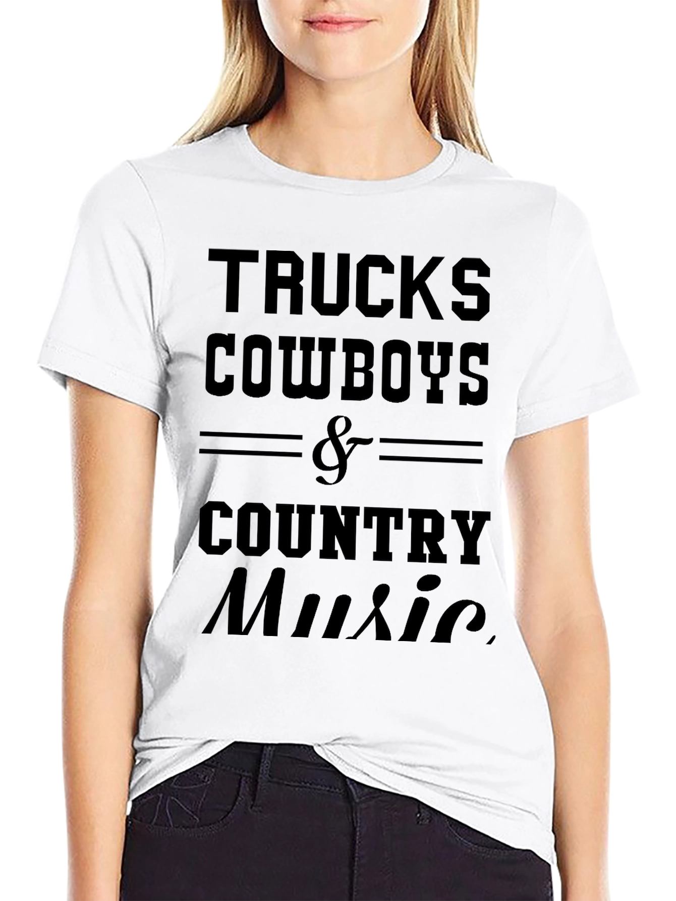 Trucks Cowboys & Country Music Black Graphic T-Shirt
