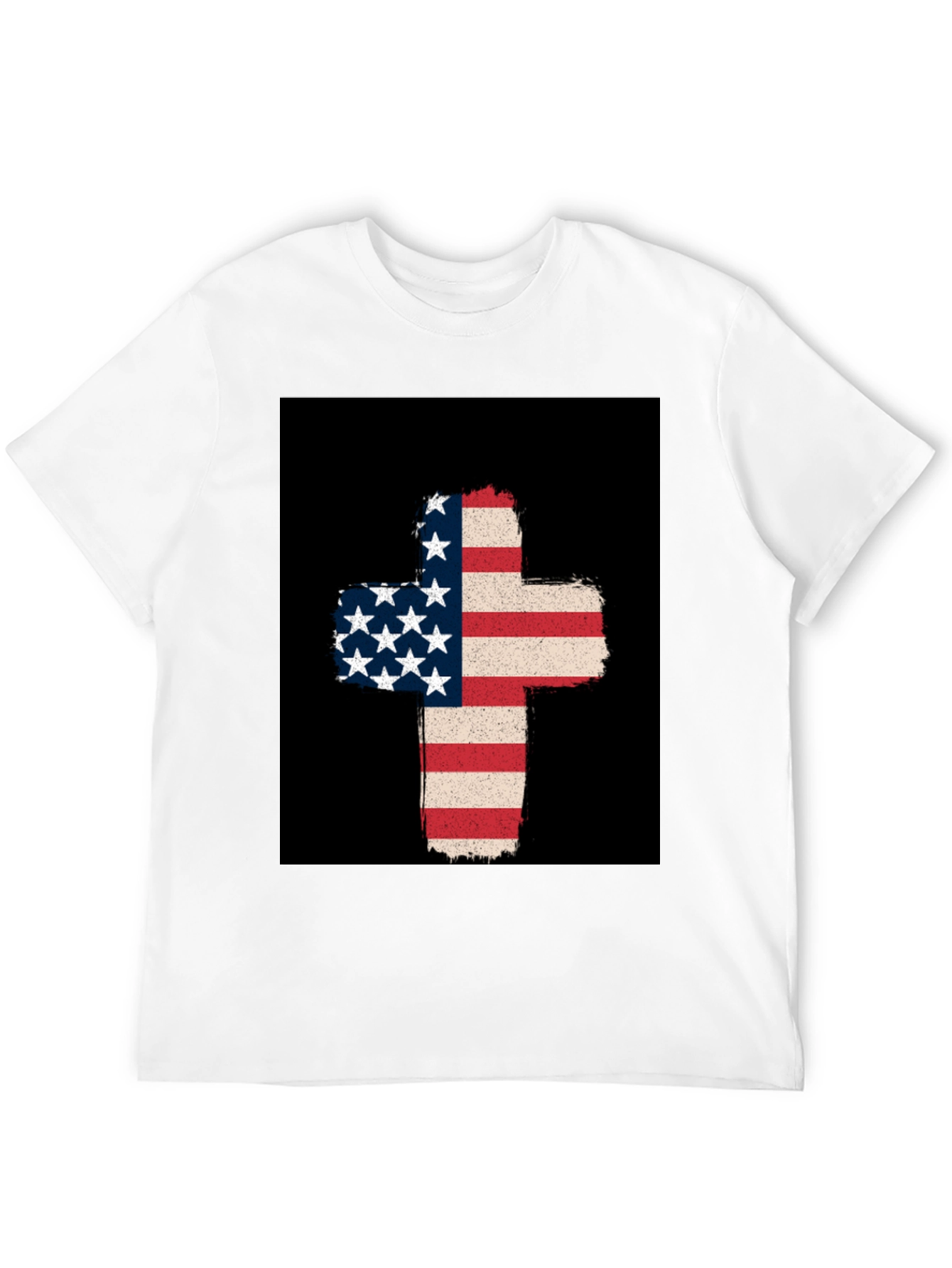 American Flag Cross Graphic Tee - Patriotic Style