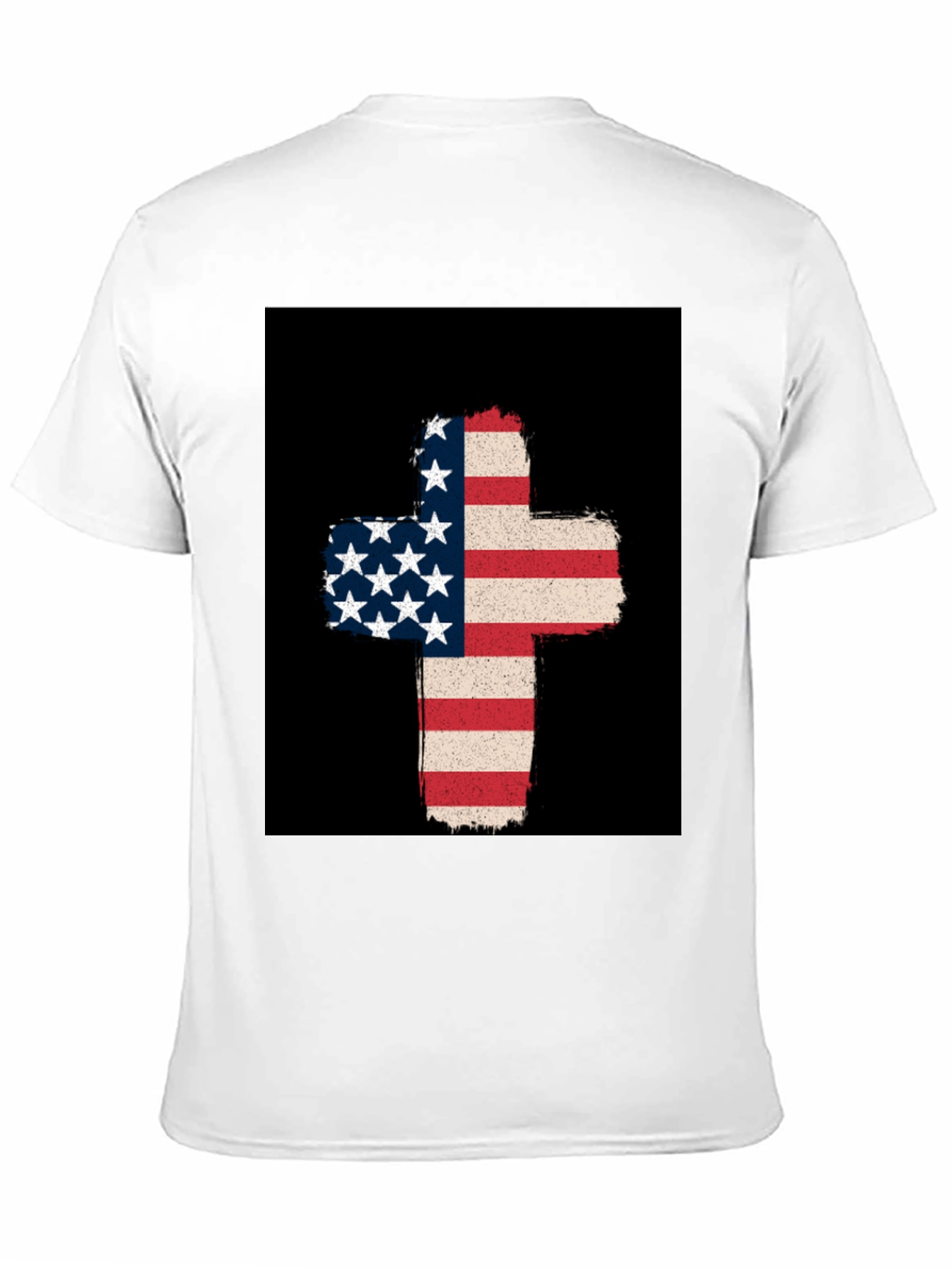 American Flag Cross Graphic Tee - Patriotic Style