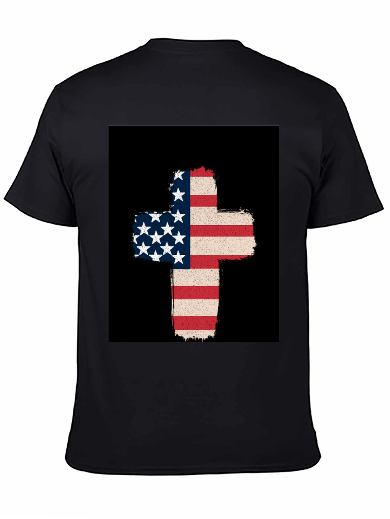 American Flag Cross Graphic Tee - Patriotic Style