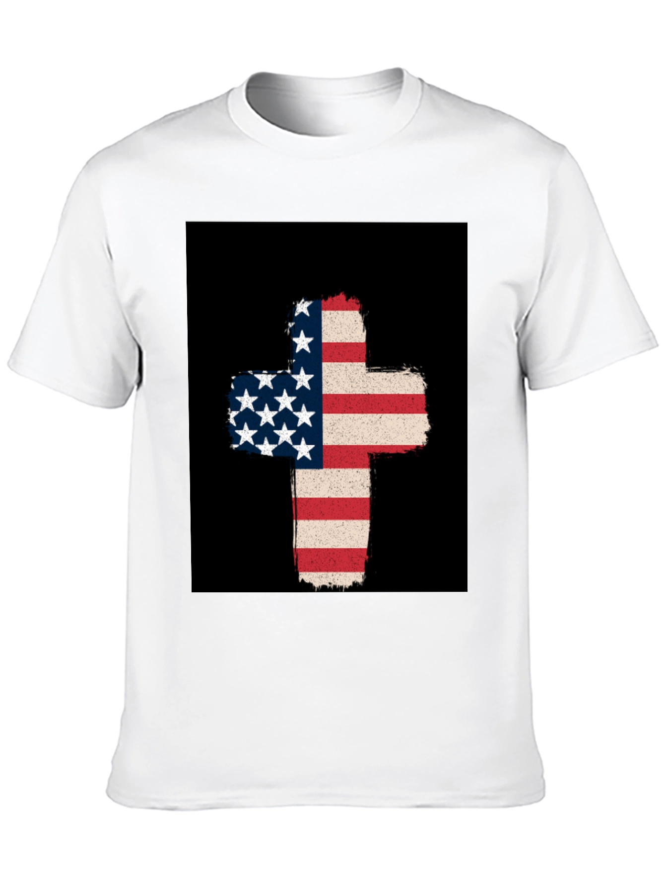 American Flag Cross Graphic Tee - Patriotic Style