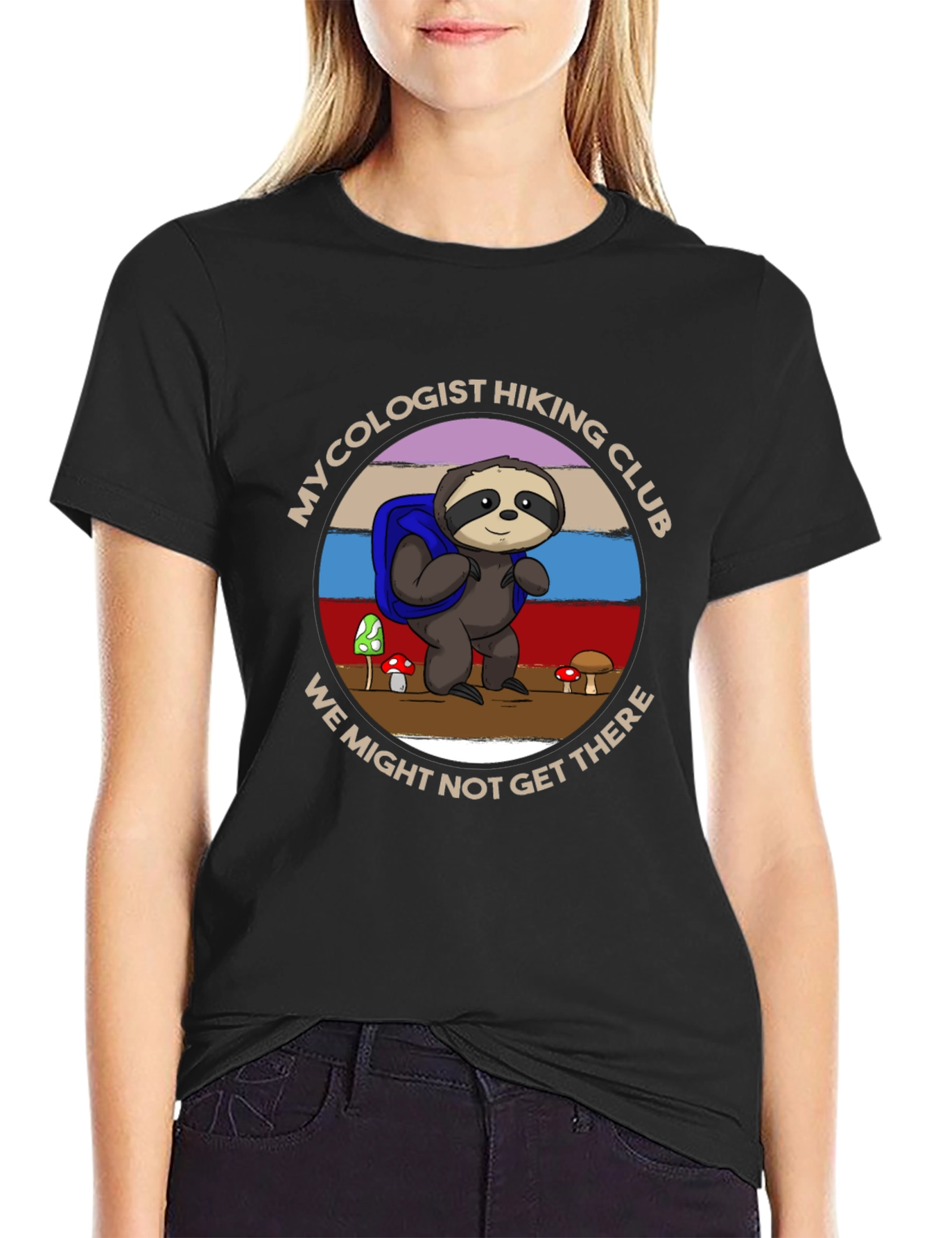 Mycologist Hiking Club Sloth Graphic T-Shirt