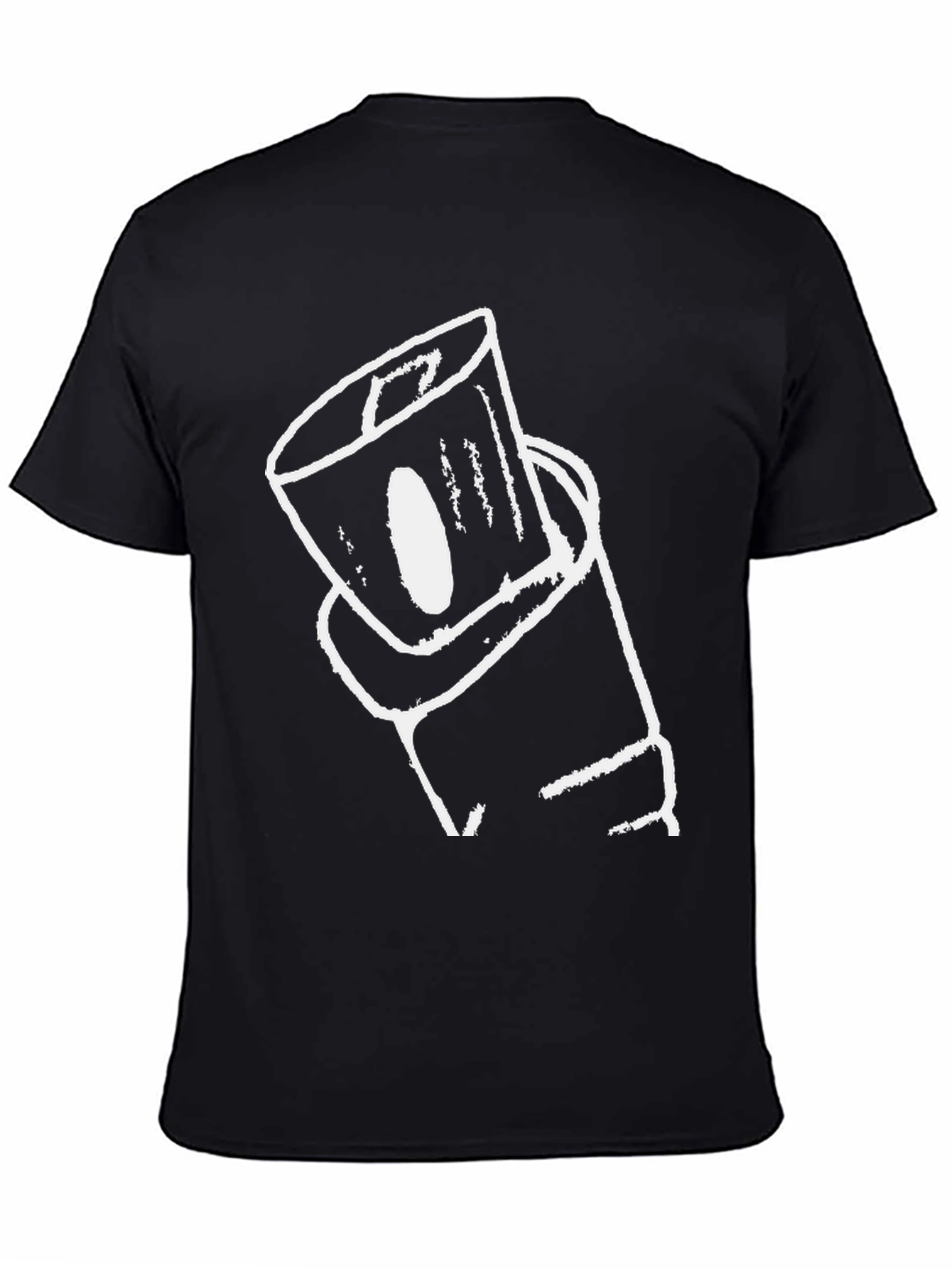 Abstract Can Graphic Tee - Black Cotton Casual Wear