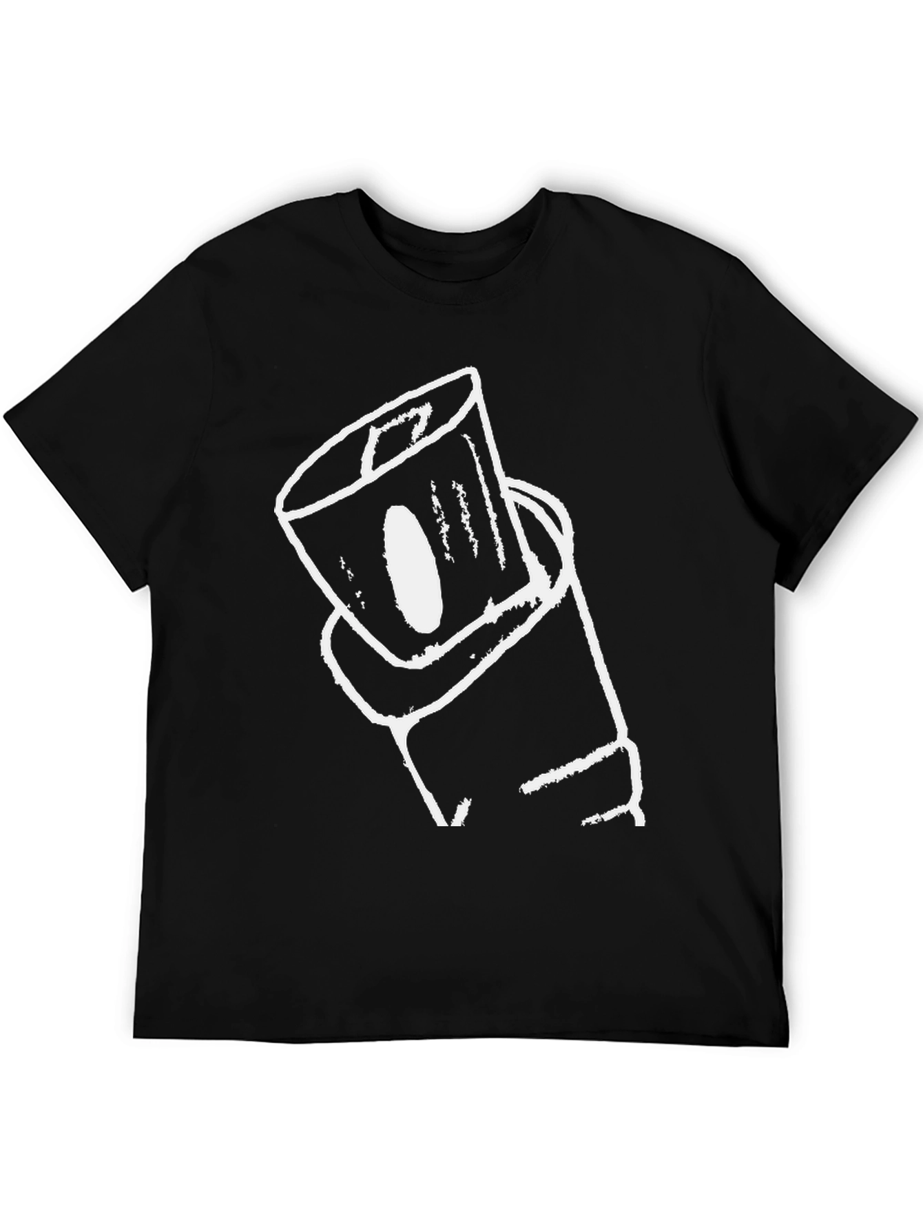 Abstract Can Graphic Tee - Black Cotton Casual Wear