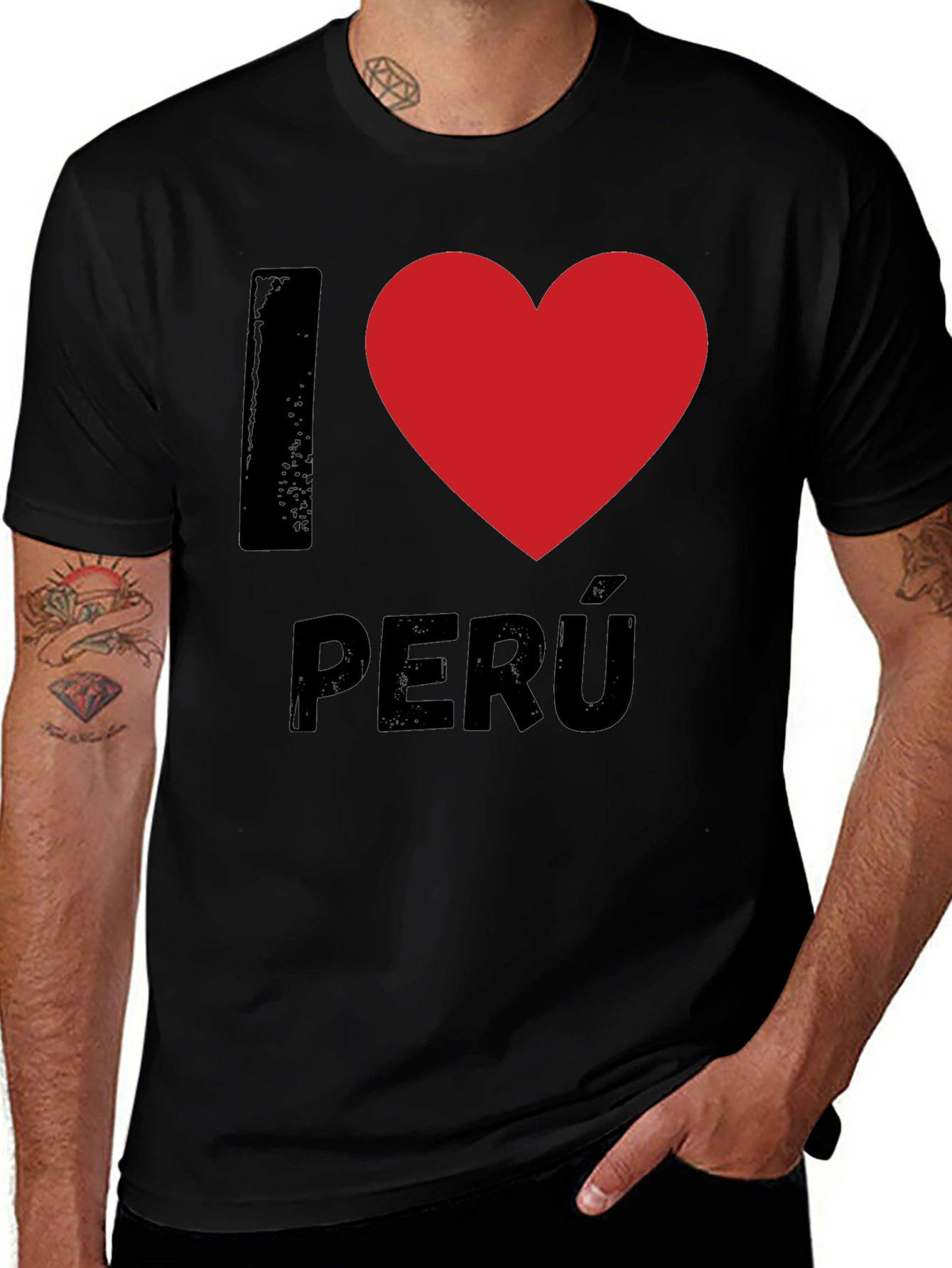 I Heart Peru Black T-Shirt Novelty Graphic Tee