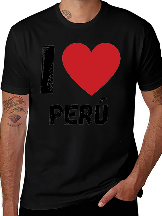 I Heart Peru Black T-Shirt Novelty Graphic Tee