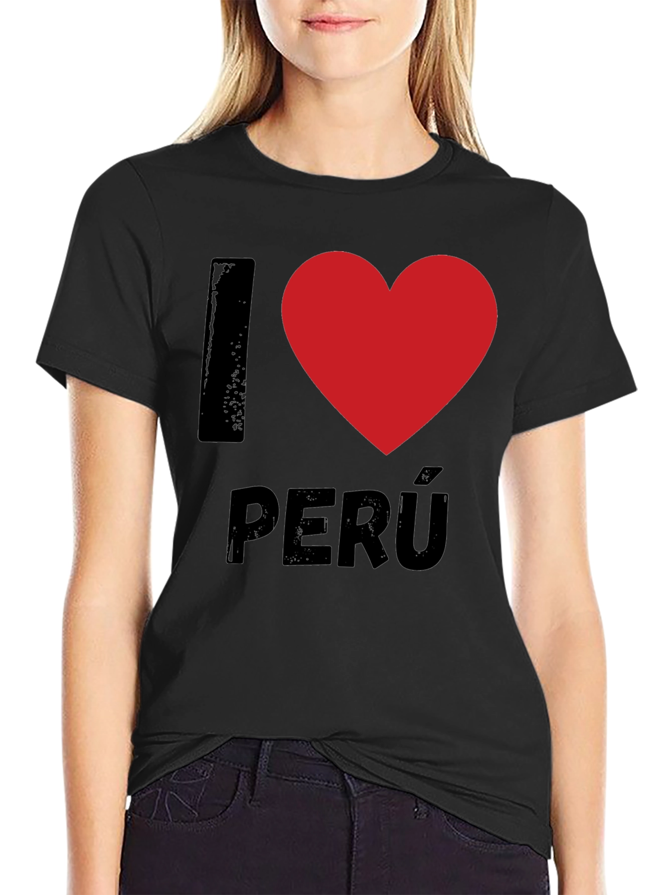 I Heart Peru Black T-Shirt Novelty Graphic Tee