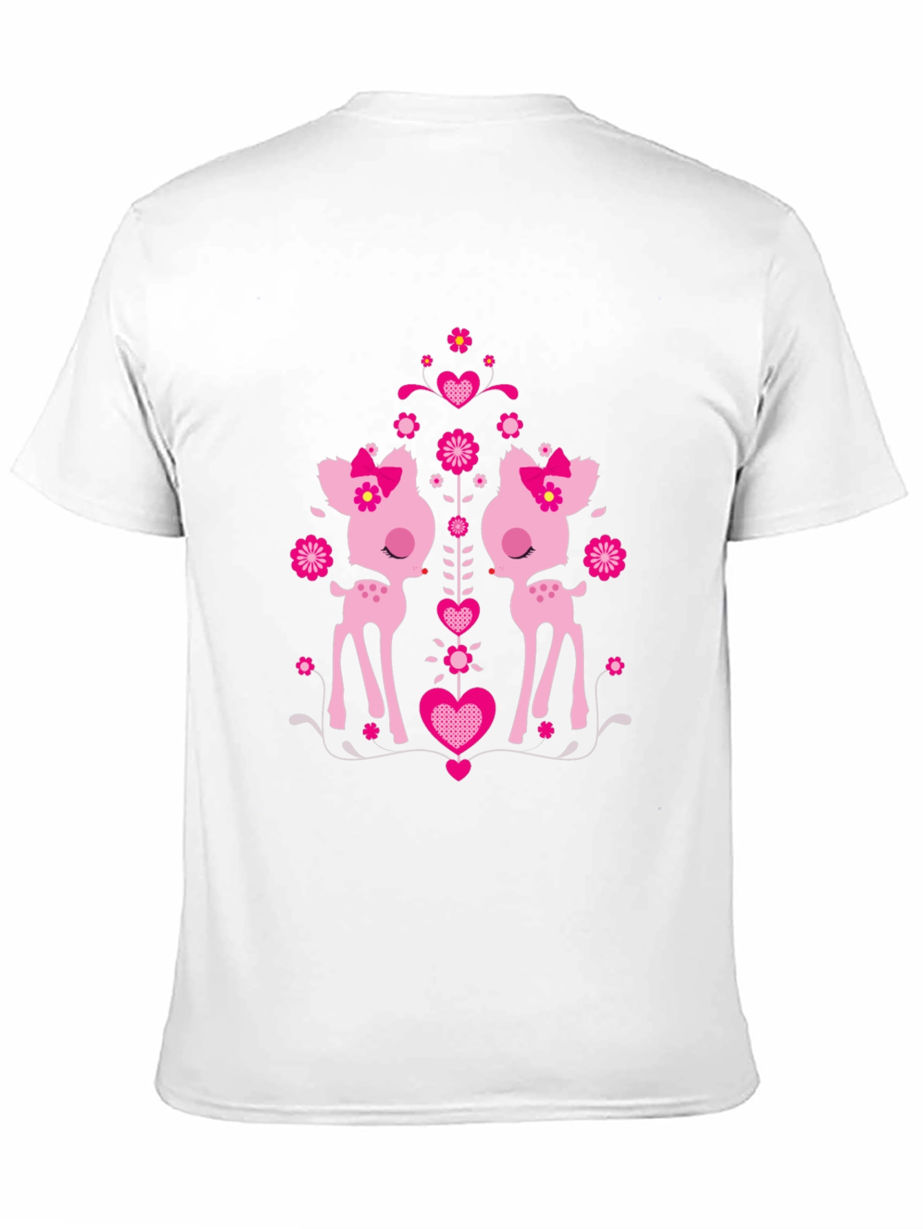 Cute Deer Heart Graphic Black T-Shirt