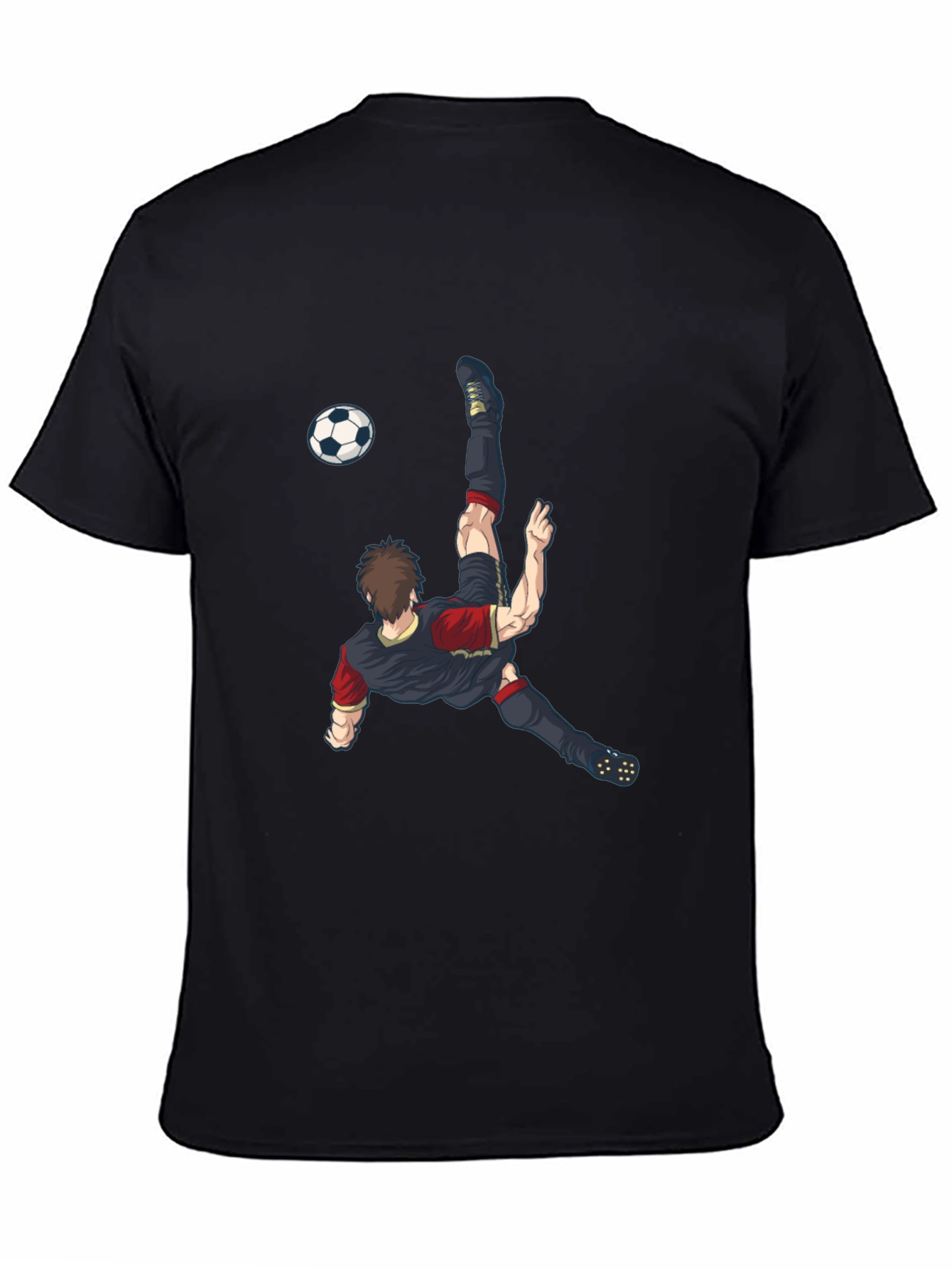 Soccer Player Graphic T-Shirt - Black